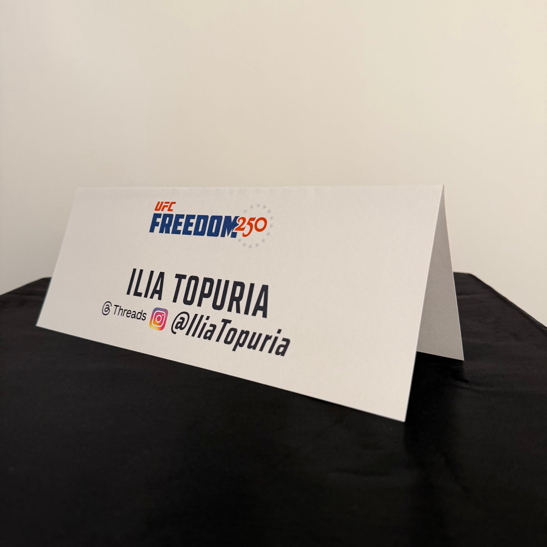 Ilia Topuria Press Conference Name Card UFC Freedom 250: Topuria vs Gaethje