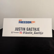 Justin Gaethje Press Conference Name Card UFC Freedom 250: Topuria vs Gaethje