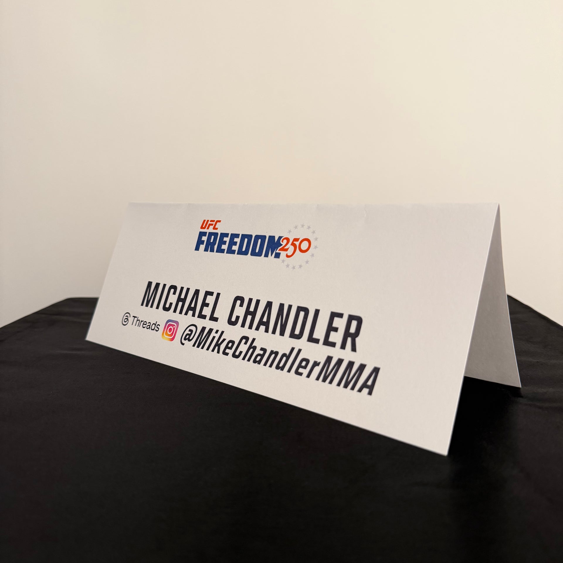Michael Chandler Press Conference Name Card UFC Freedom 250: Topuria vs Gaethje