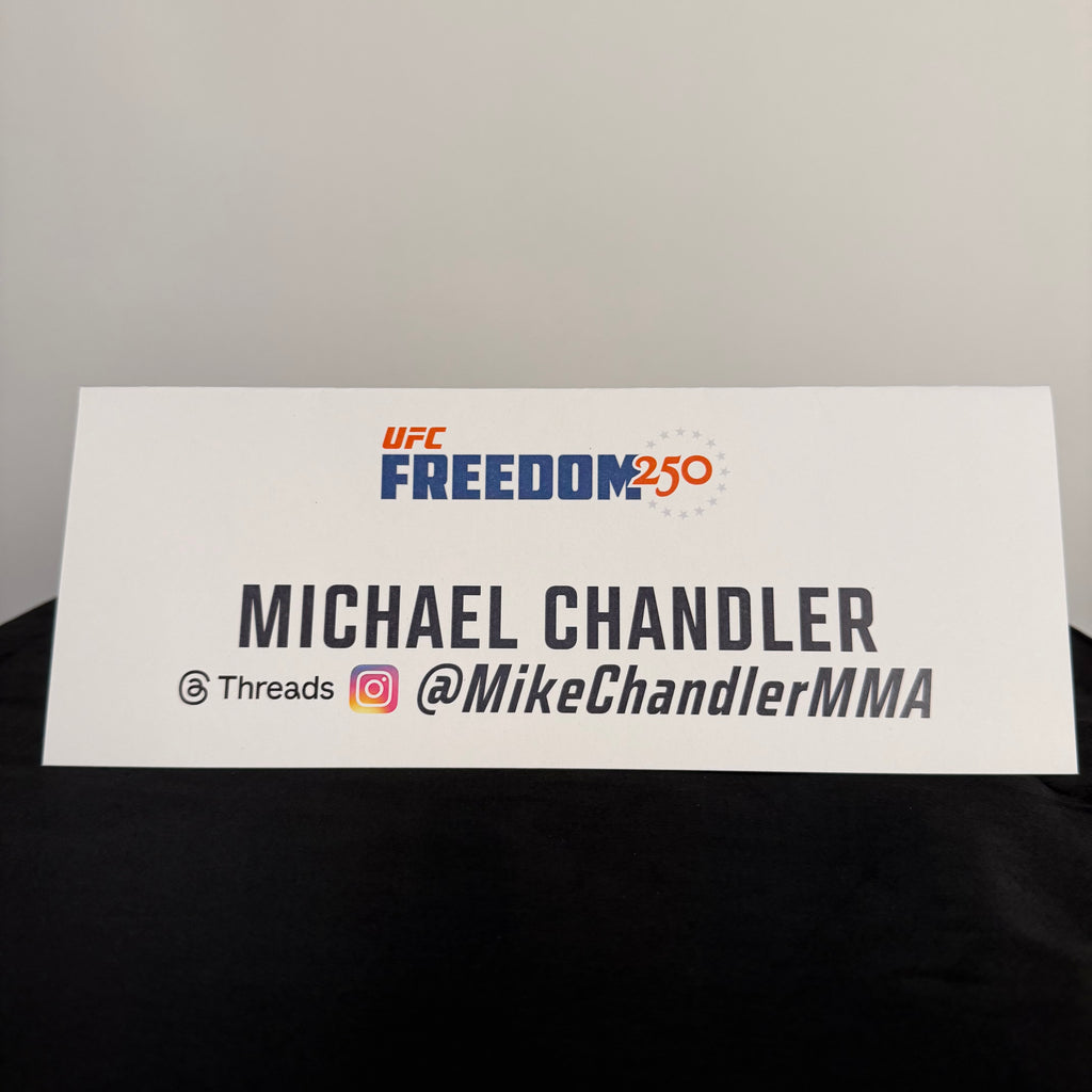 Michael Chandler Press Conference Name Card UFC Freedom 250: Topuria vs Gaethje