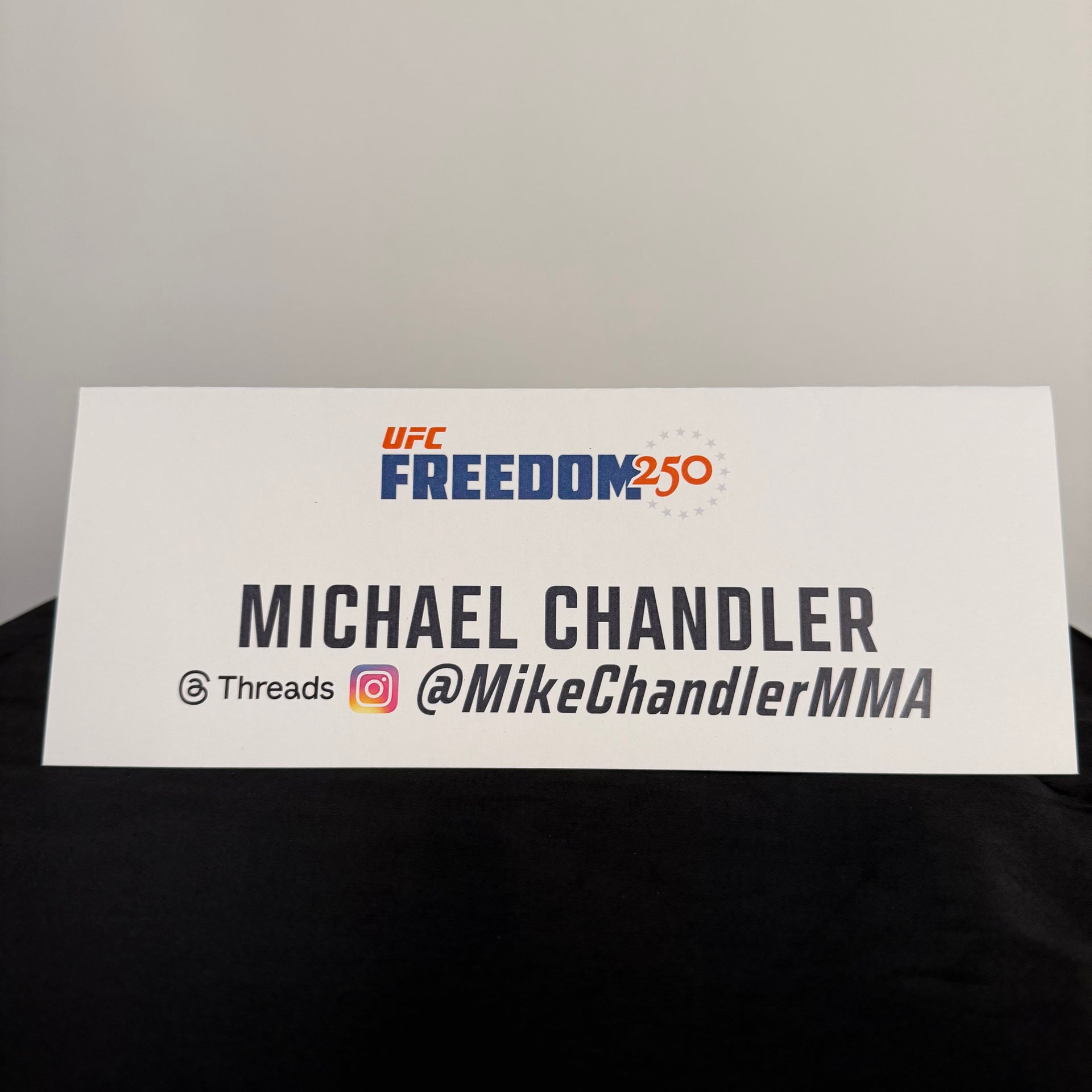 Michael Chandler Press Conference Name Card UFC Freedom 250: Topuria vs Gaethje