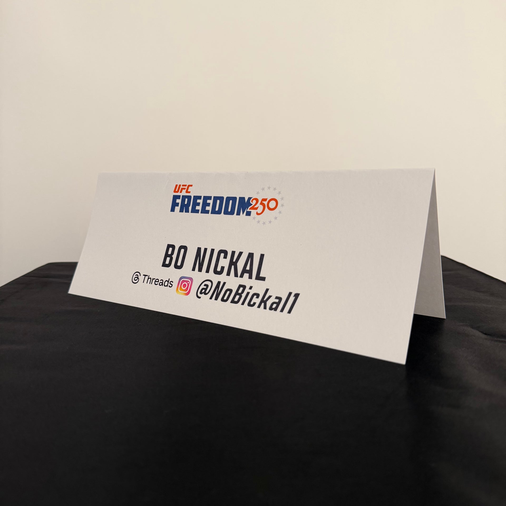 Bo Nickal Press Conference Name Card UFC Freedom 250: Topuria vs Gaethje