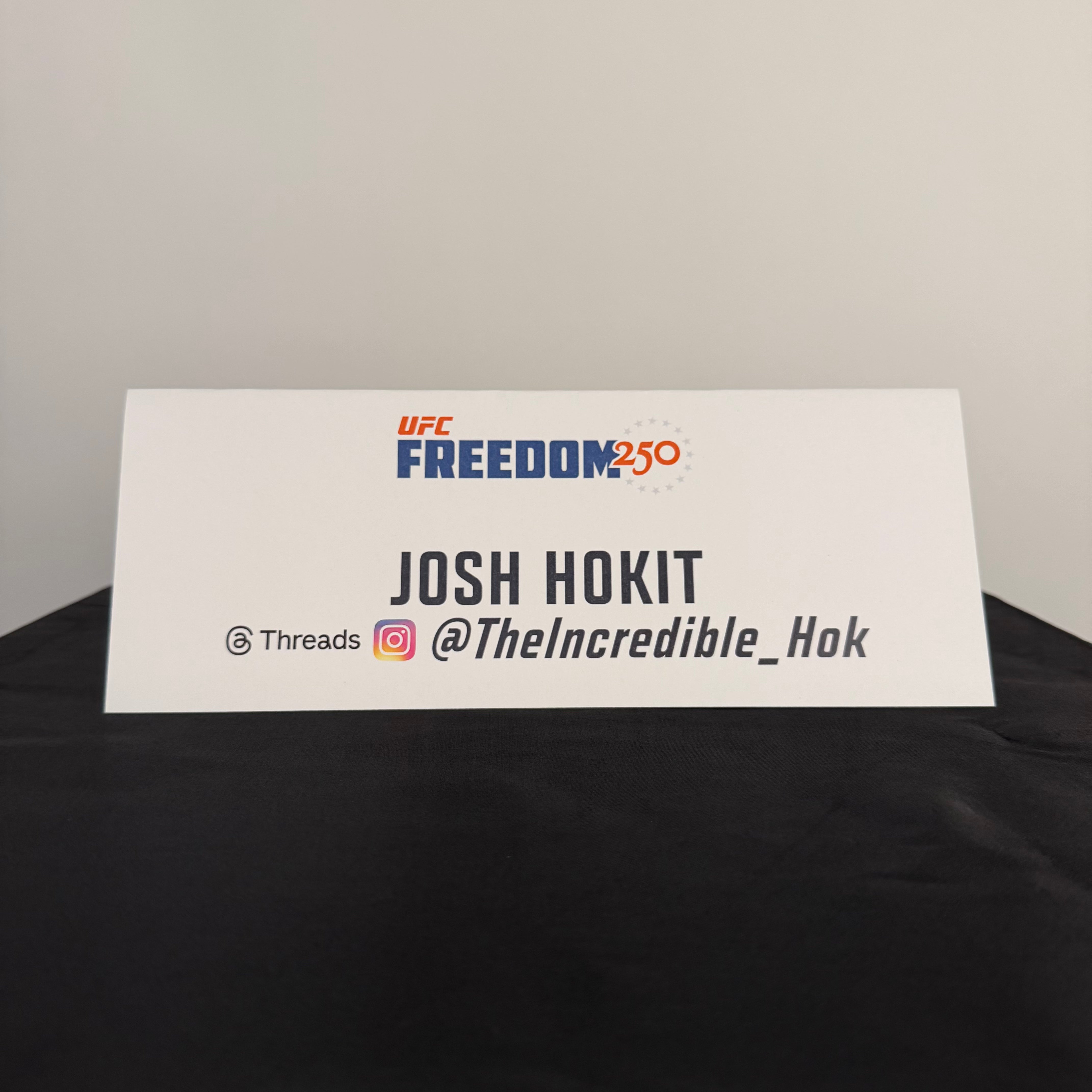 Josh Hokit Press Conference Name Card UFC Freedom 250: Topuria vs