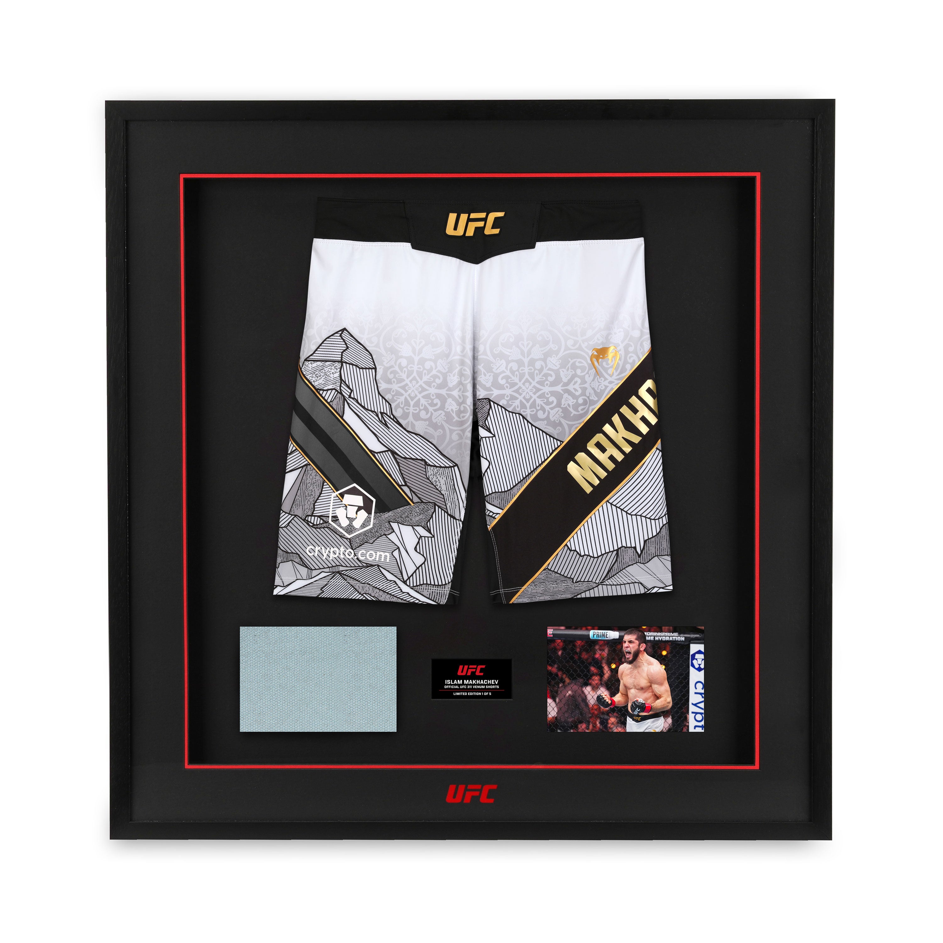 Islam Makhachev Limited Edition UFC 311 Venum Shorts & Canvas Display