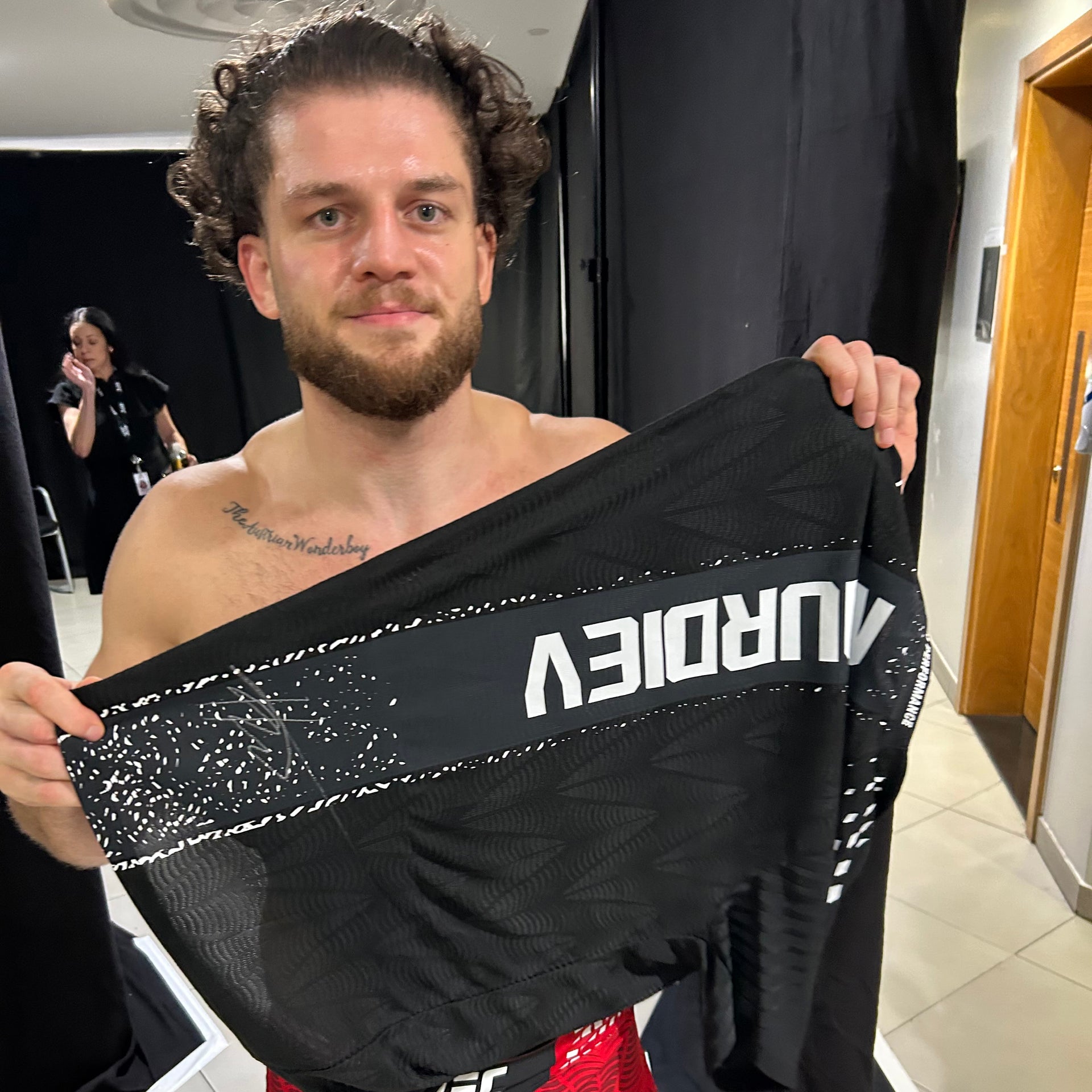 Ismail Naurdiev Signed 1-of-1 Fight Worn Jersey UFC Fight Night: Tsarukyan vs Hooker