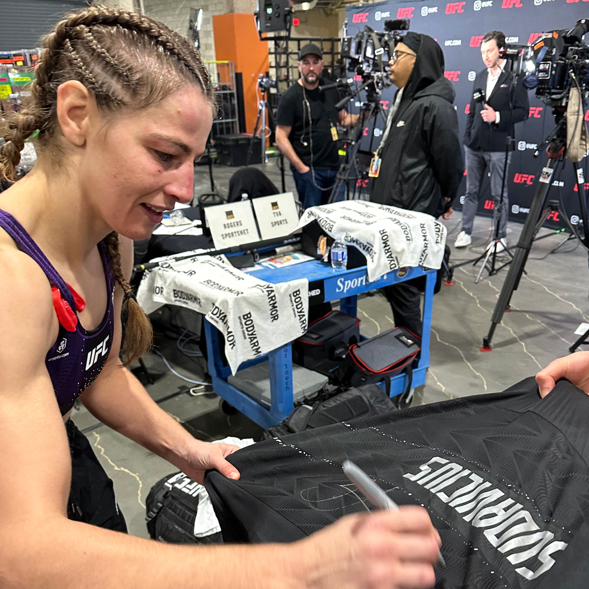 Jasmine Jasudavicius Signed 1-of-1 Fight Worn Hoodie UFC Fight Night: Buckley vs Malott