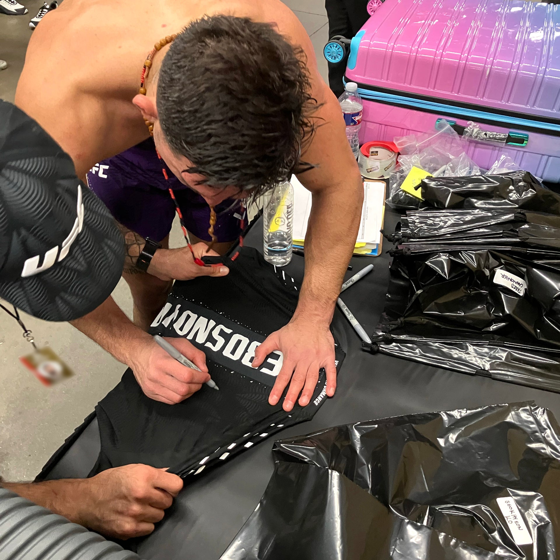Jean-Paul Lebosnoyani Signed 1-of-1 Fight Worn Hoodie UFC Fight Night: Du Plessis vs Usman