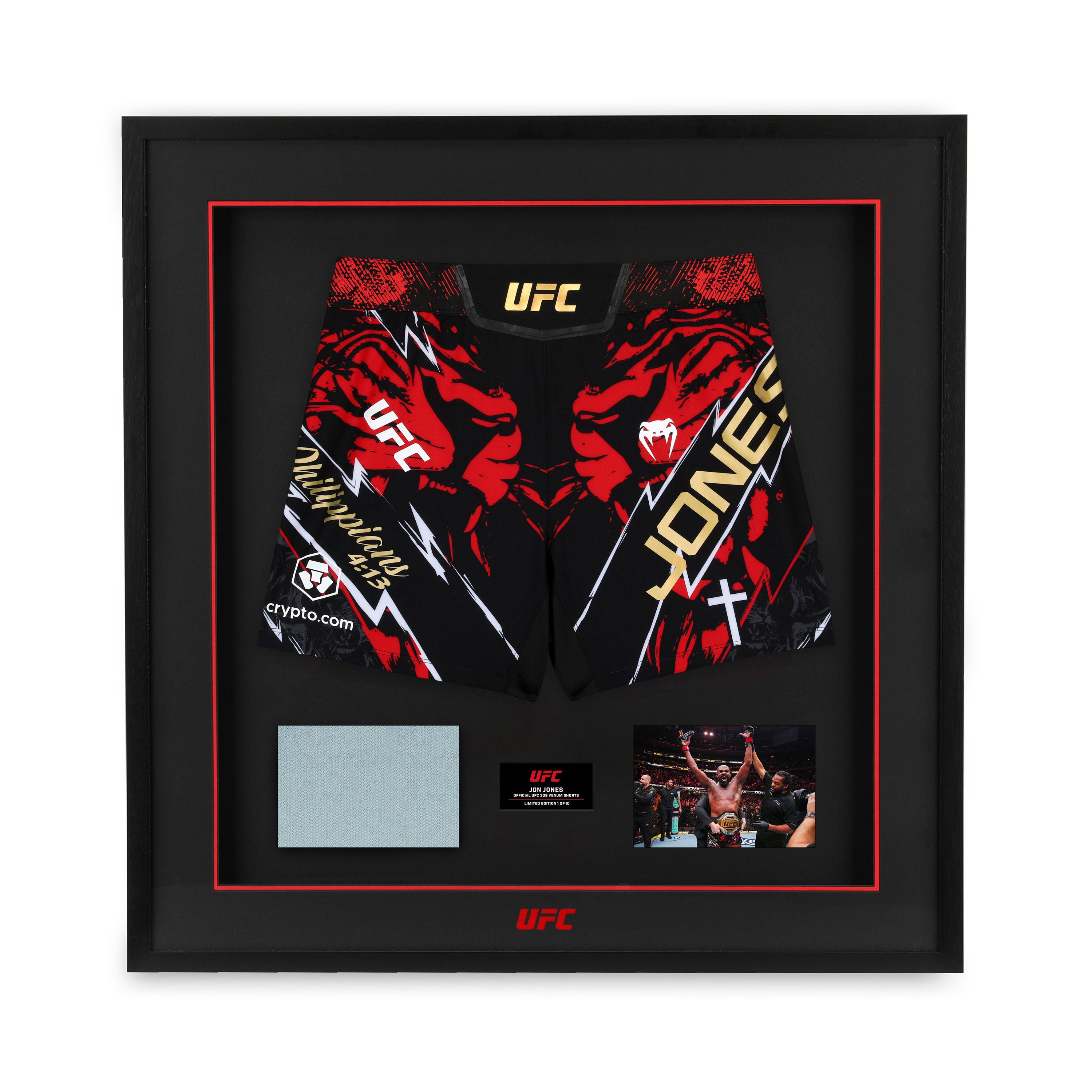 Jon Jones Limited Edition UFC 309 Venum Shorts & Canvas Display