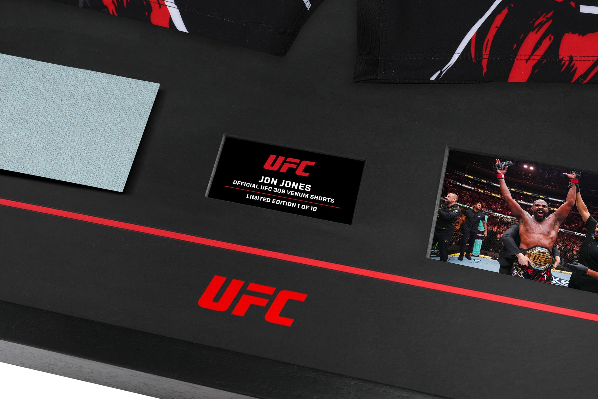 Jon Jones Limited Edition UFC 309 Venum Shorts & Canvas Display