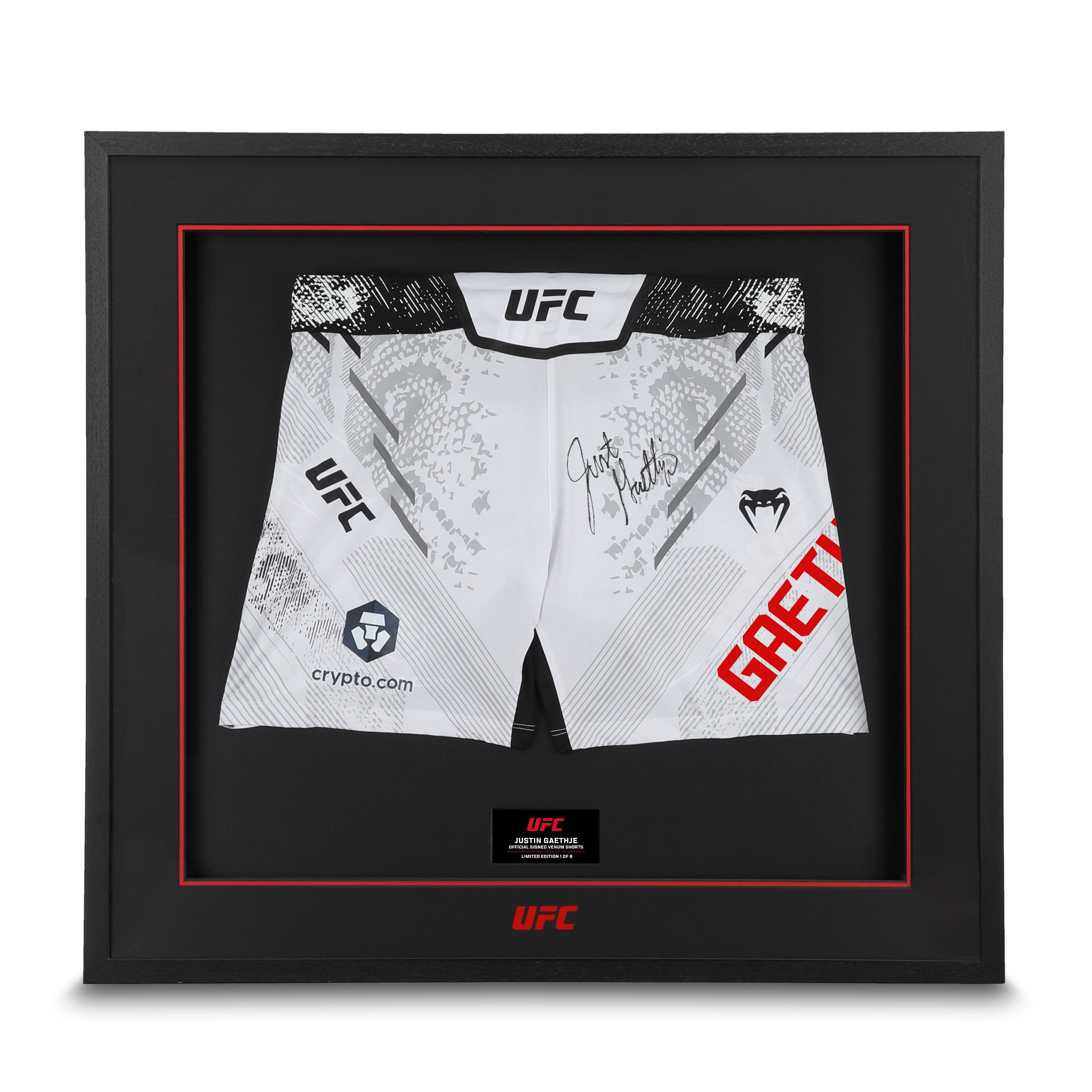 Justin Gaethje Signed White Venum Adrenaline Shorts