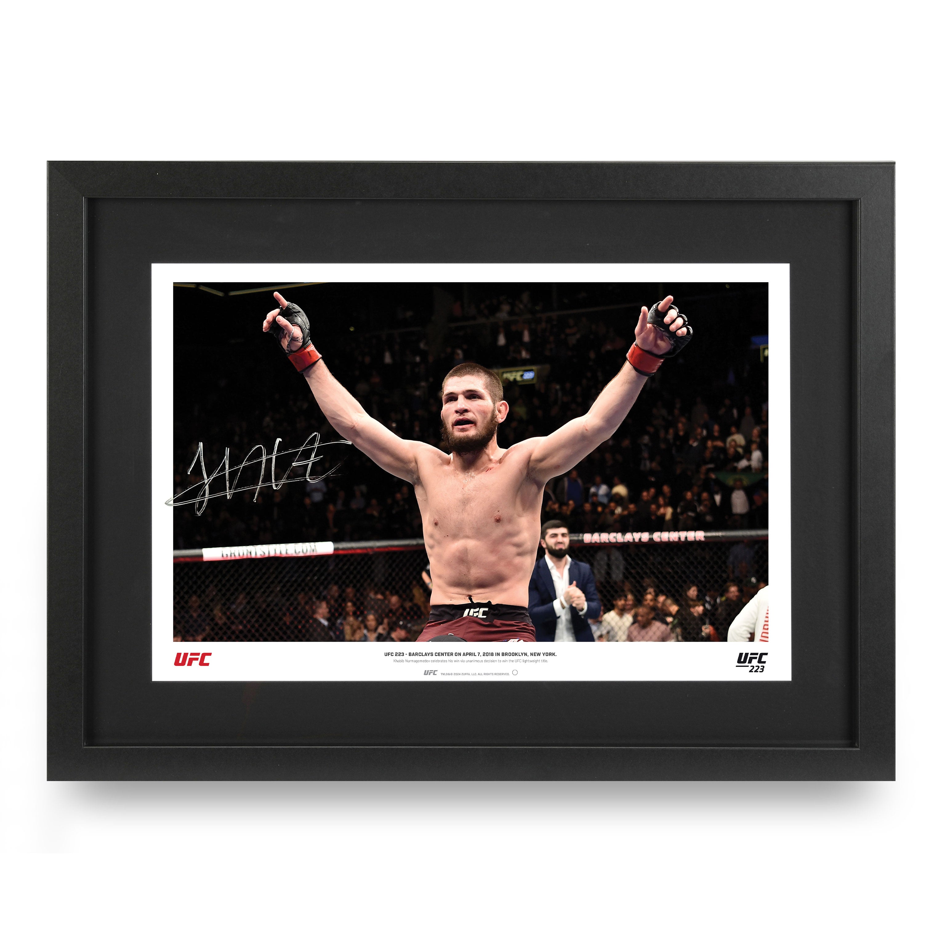 Khabib Nurmagomedov Signed Photos UFC 223 Celebrating