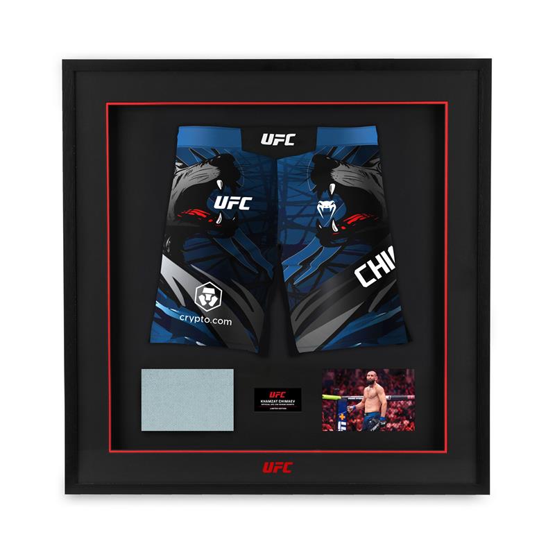 Khamzat Chimaev UFC 319 Canvas & Limited Edition Venum Shorts Display