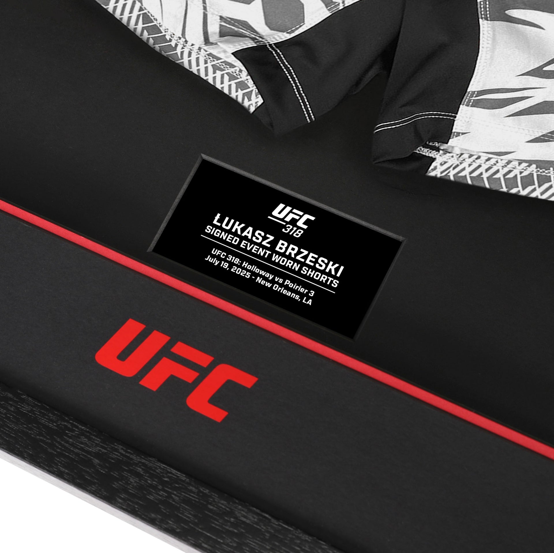 Łukasz Brzeski Signed 1-of-1 Fight Worn Shorts UFC 318: Holloway vs Poirier 3