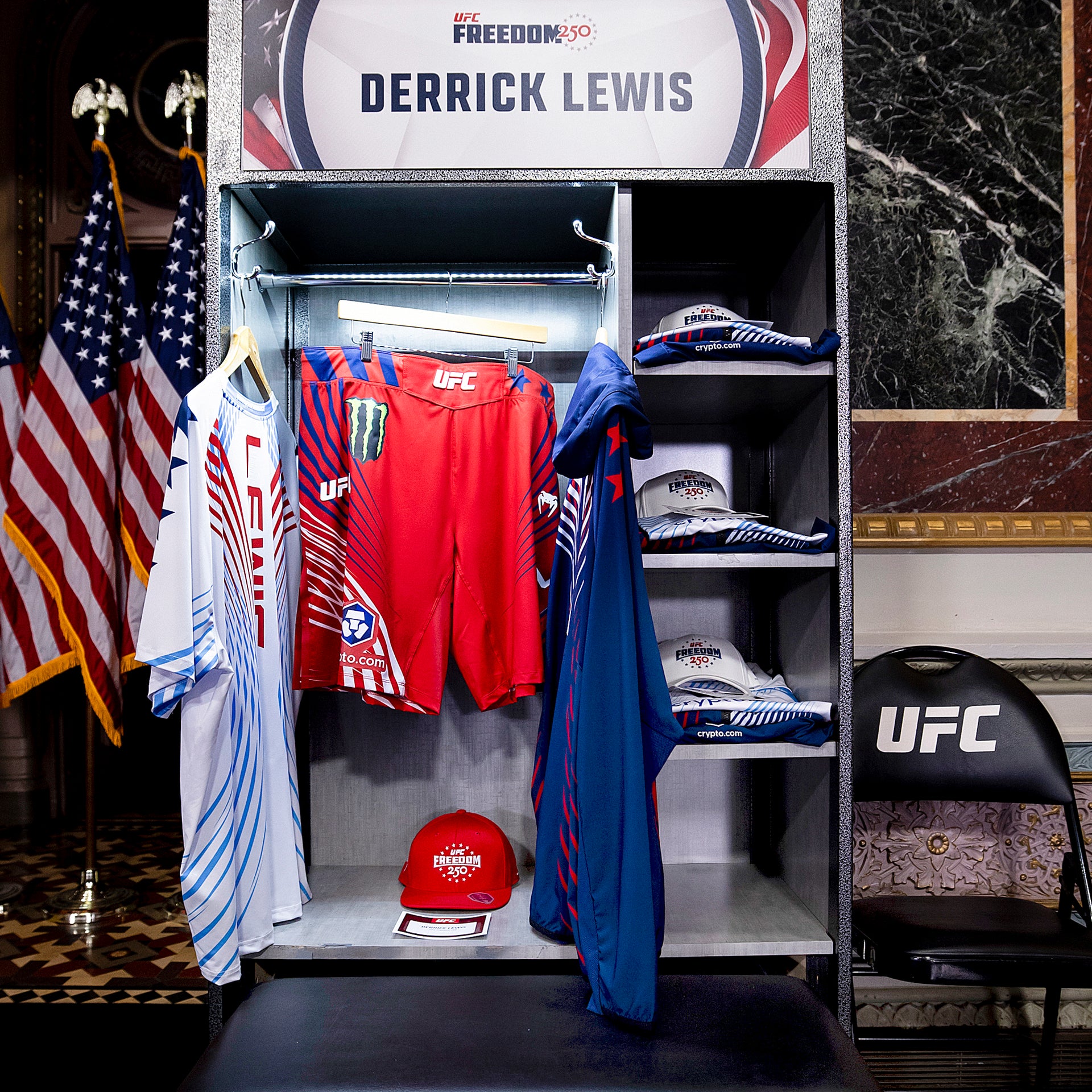 Derrick Lewis Signed 1-of-1 Fight Worn Jersey UFC Freedom 250: Topuria vs Gaethje