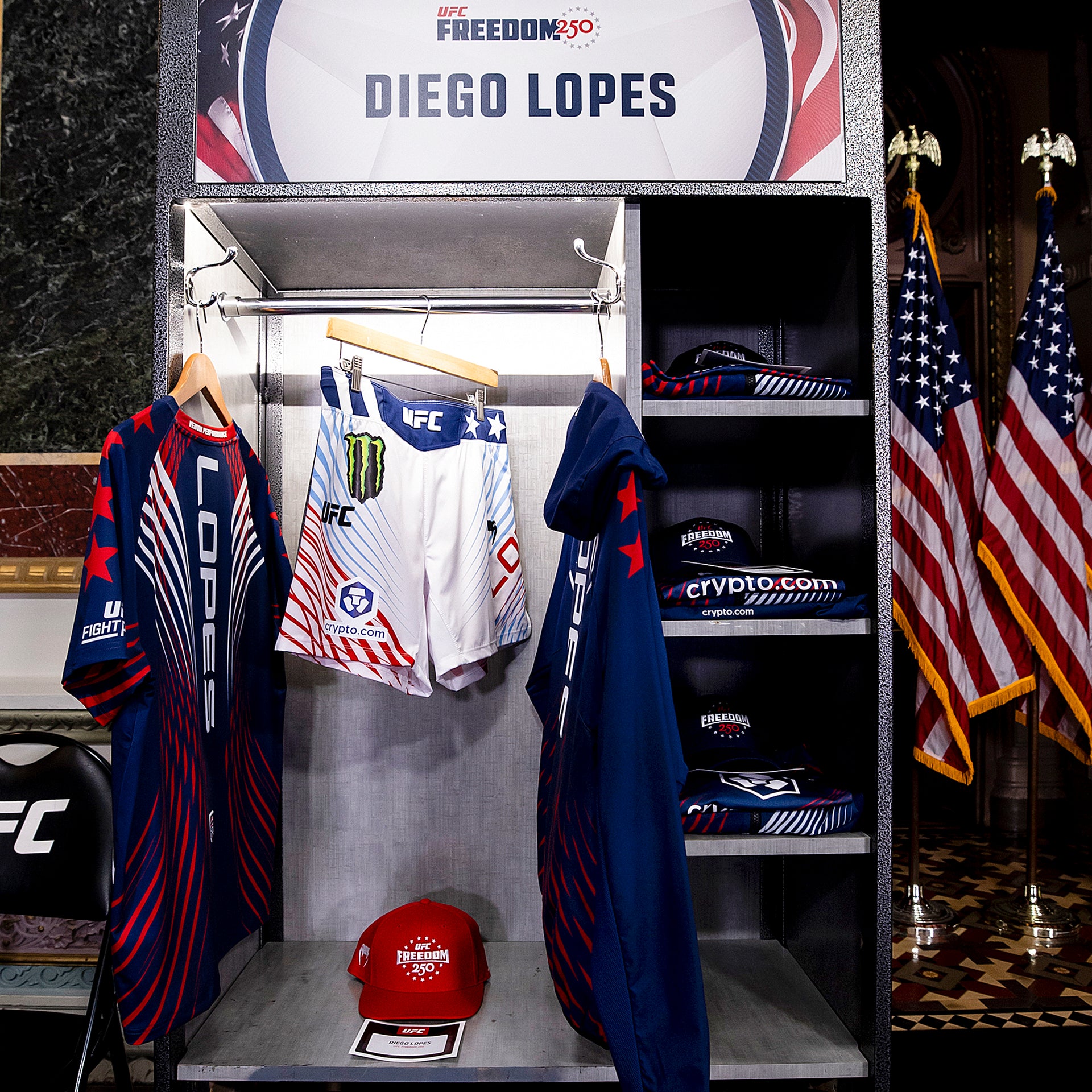 Diego Lopes Signed 1-of-1 Fight Worn Hoodie UFC Freedom 250: Topuria vs Gaethje