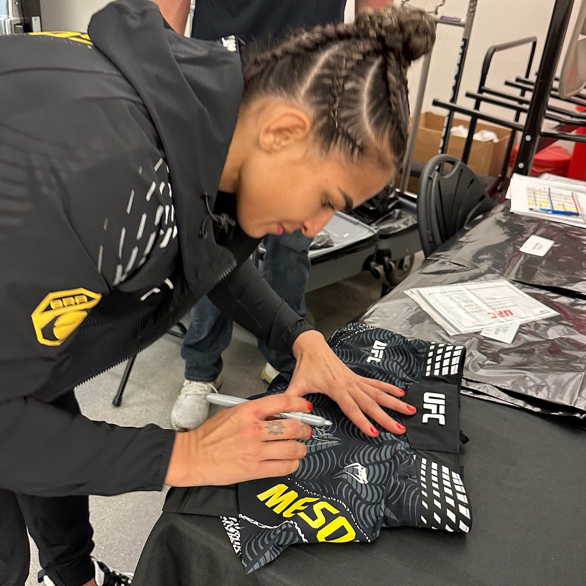 Bia Mesquita Signed 1-of-1 Fight Worn Shorts UFC Fight Night: Emmett vs Vallejos