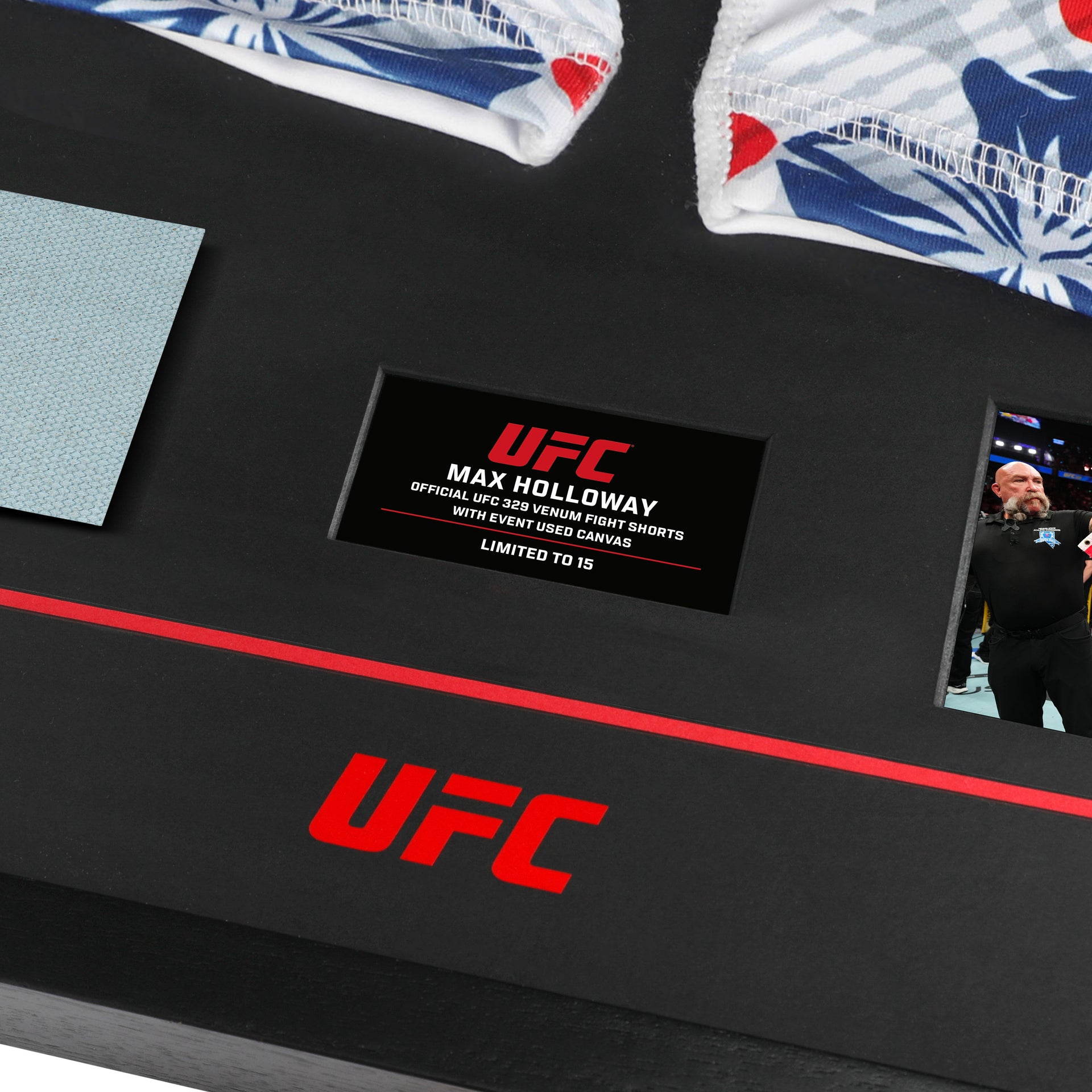 Max Holloway Limited Edition UFC 329 Venum Shorts & Canvas Display