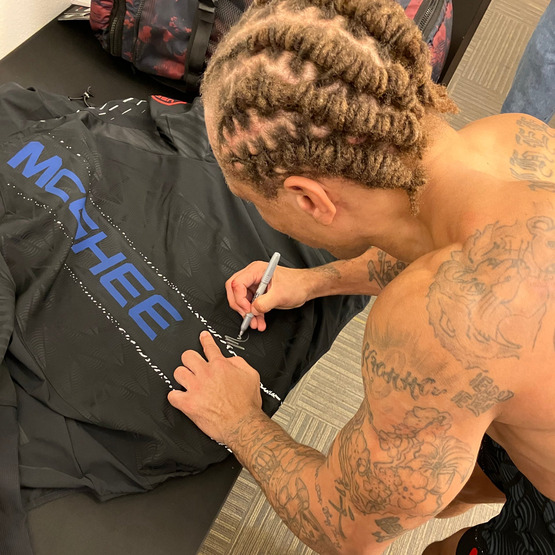 Marcus McGhee Signed 1-of-1 Fight Worn Hoodie UFC Fight Night: Muhammad vs Bonfim