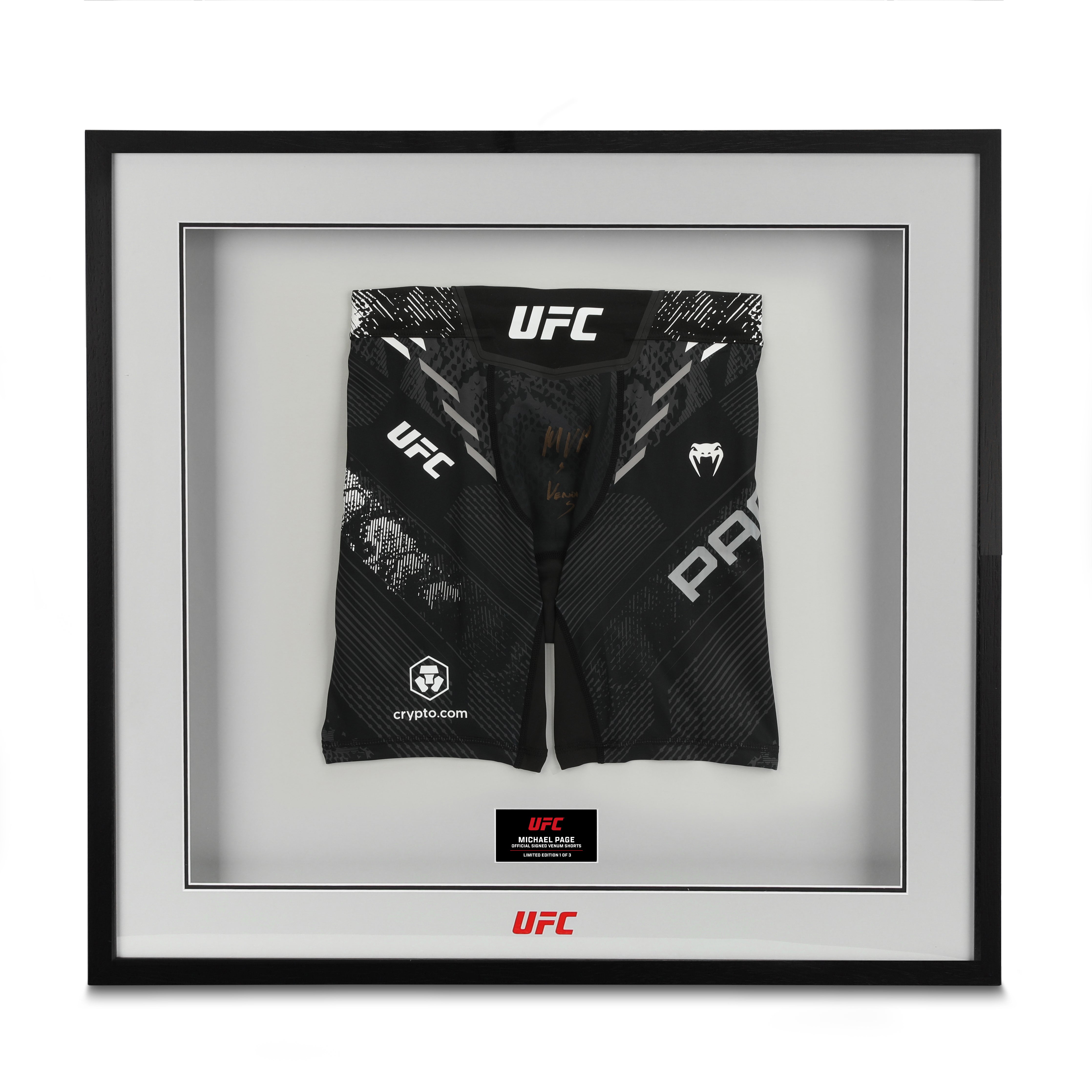 Michael Page Signed Black Venum Fight Night Adrenaline Shorts