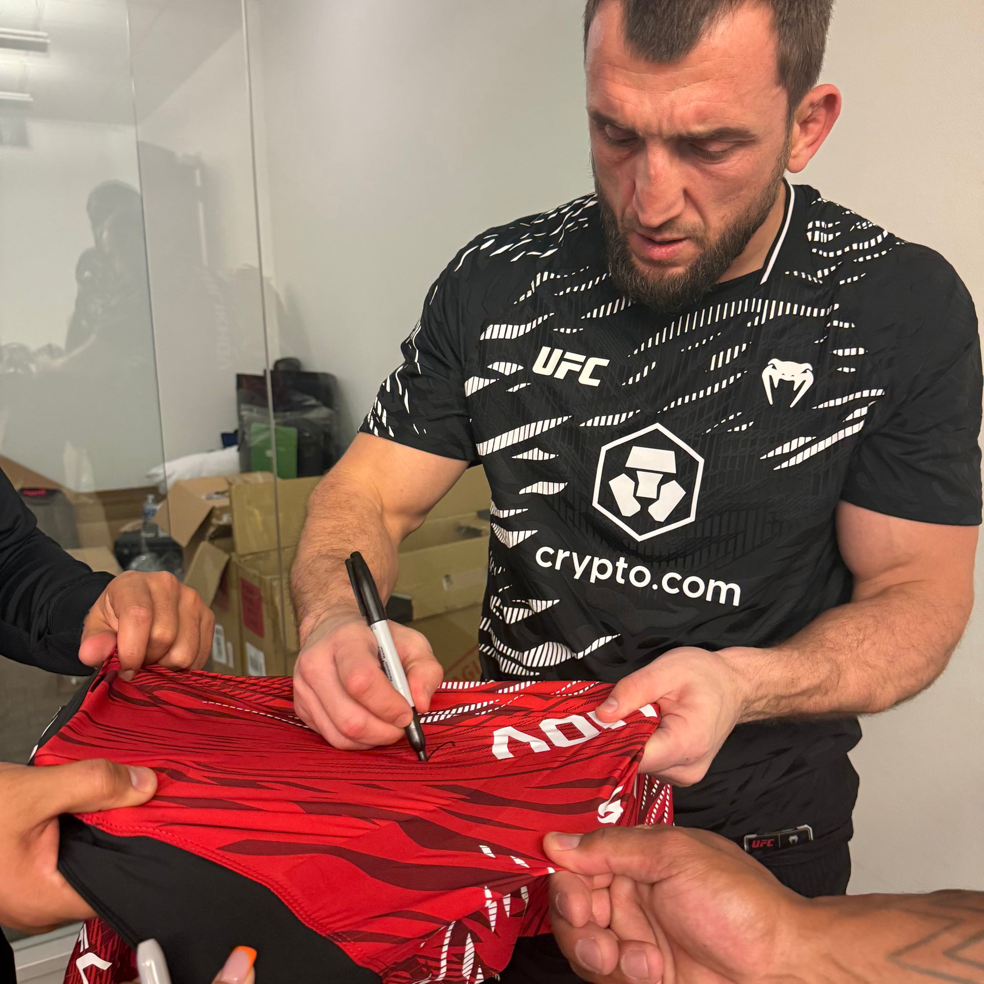 Muslim Salikhov Signed 1-of-1 Fight Worn Shorts UFC Fight Night: Bonfim vs Brown