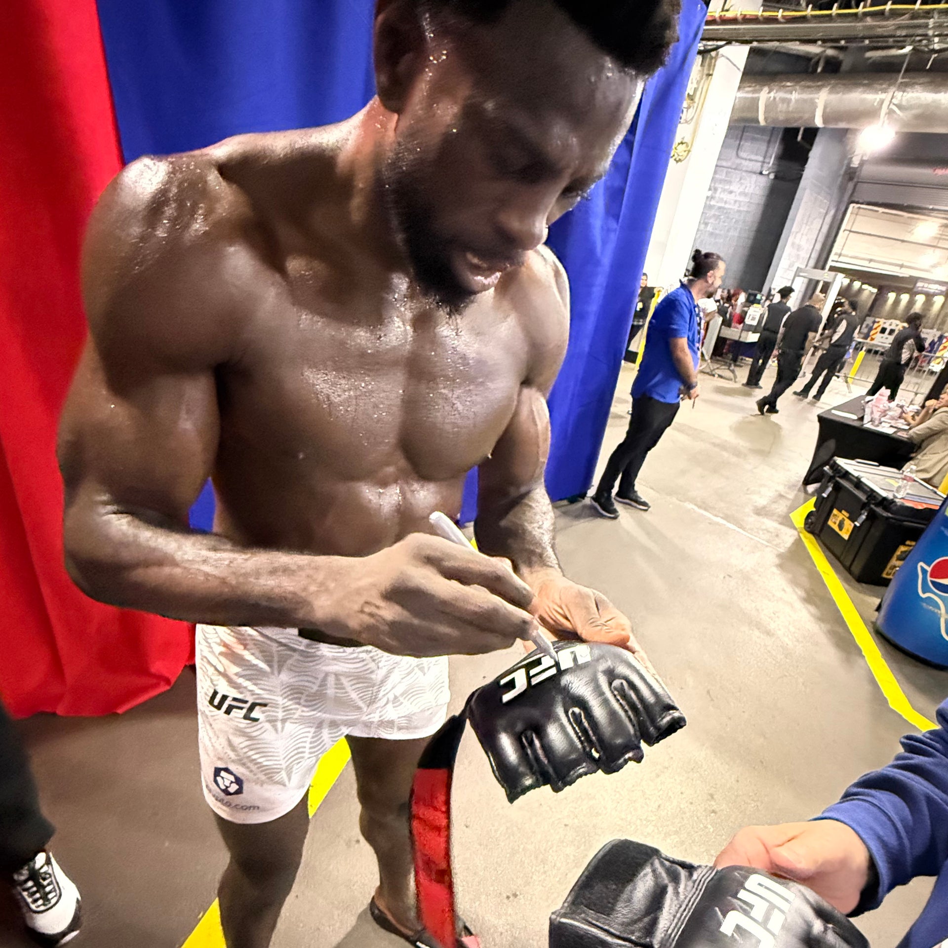 Chidi Njokuani Signed 1-of-1 Fight Worn Gloves UFC Fight Night: Strickland vs Hernandez