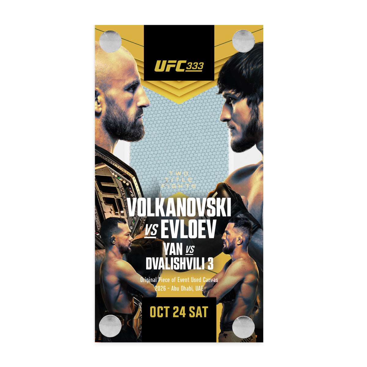 UFC 333: Volkanovski vs Evloev Canvas in Acrylic