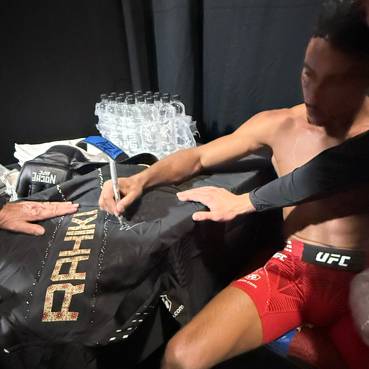 Marwan Rahiki Signed 1-of-1 Fight Worn Hoodie Noche UFC: Silva vs Delgado