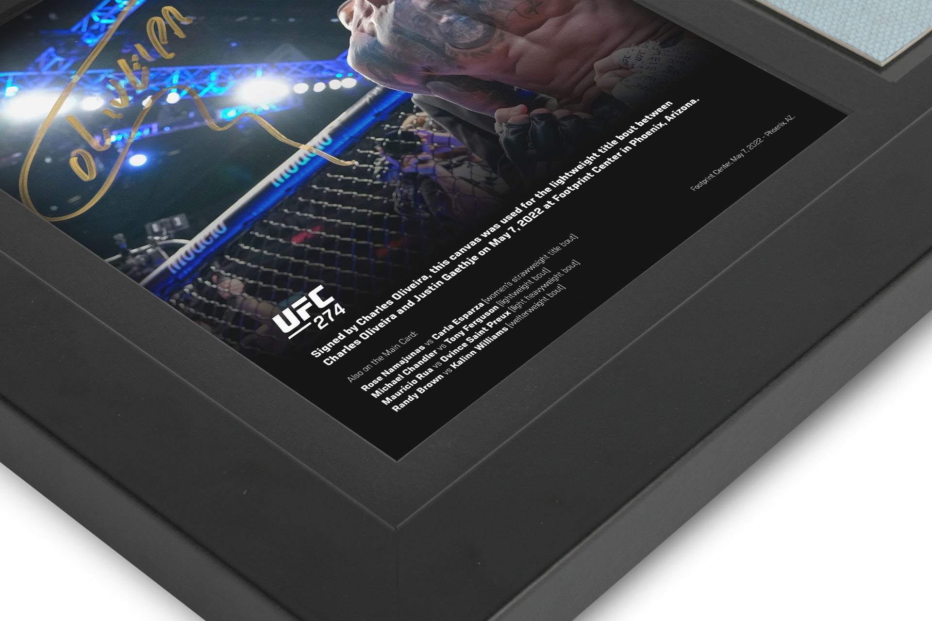 Charles Oliveira Canvas & Signed Photo UFC 274: Oliveira vs Gaethje
