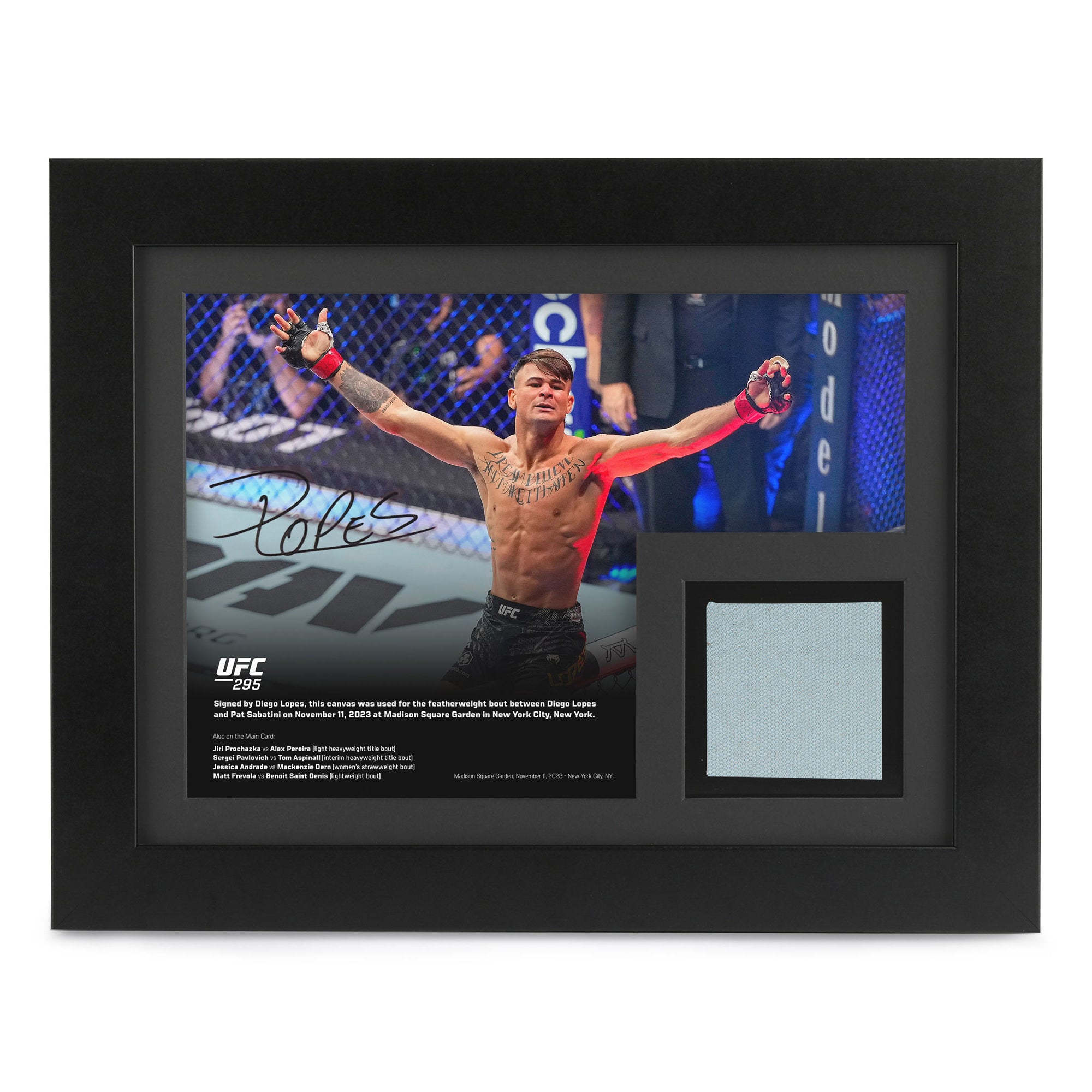 Diego Lopes Canvas & Signed 'Celebrating' Photo UFC 295: Procházka vs Pereira