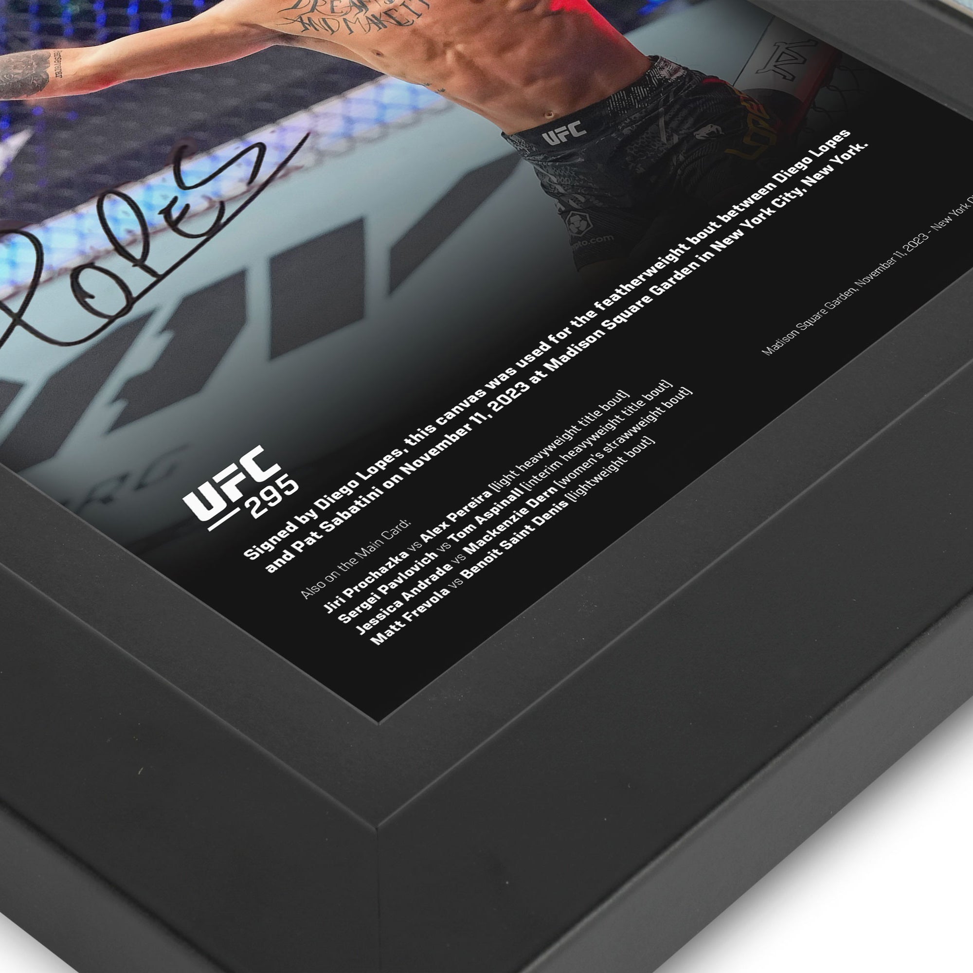 Diego Lopes Canvas & Signed 'Celebrating' Photo UFC 295: Procházka vs Pereira
