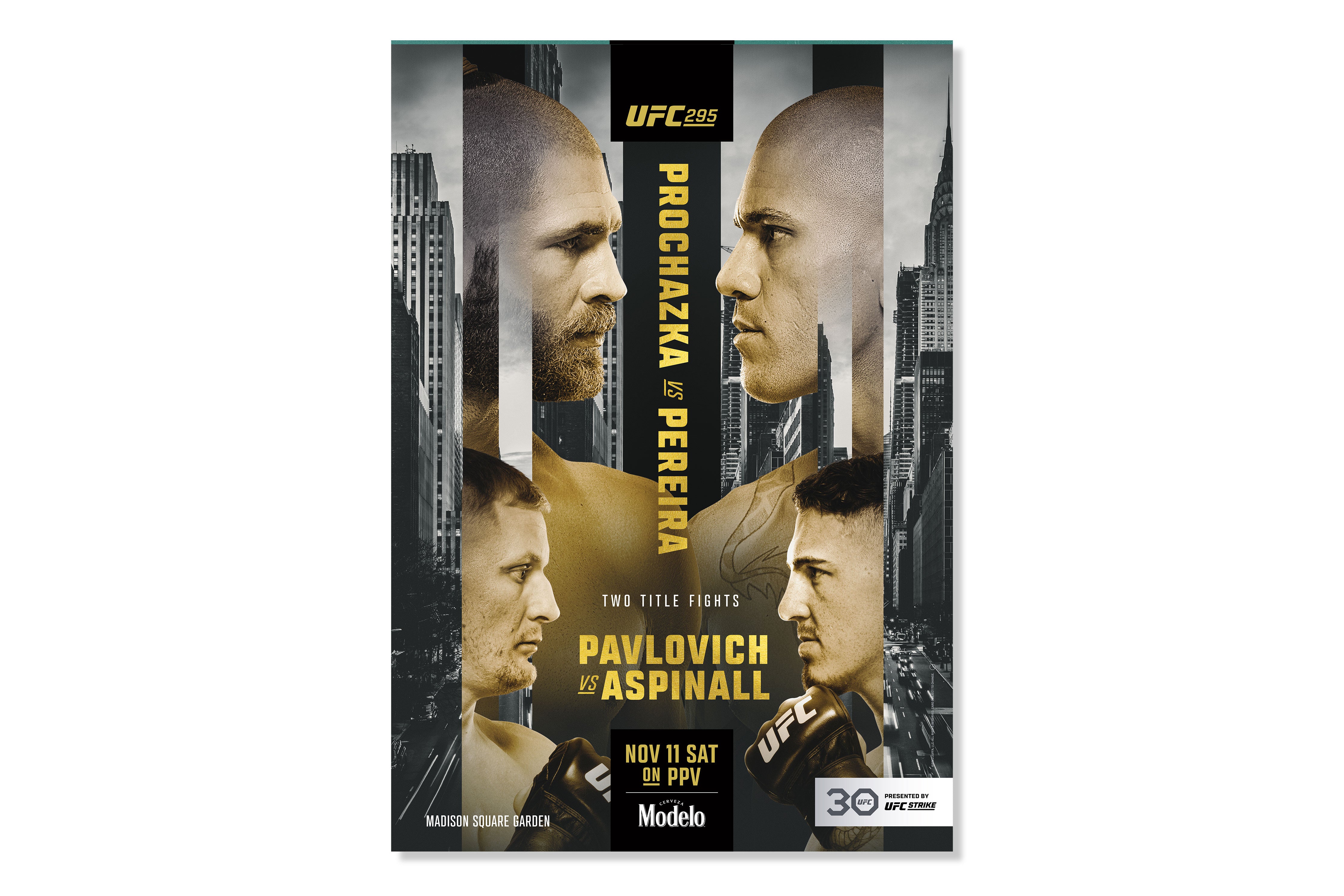 UFC 295: Prochazka vs Pereira Autographed Event Poster
