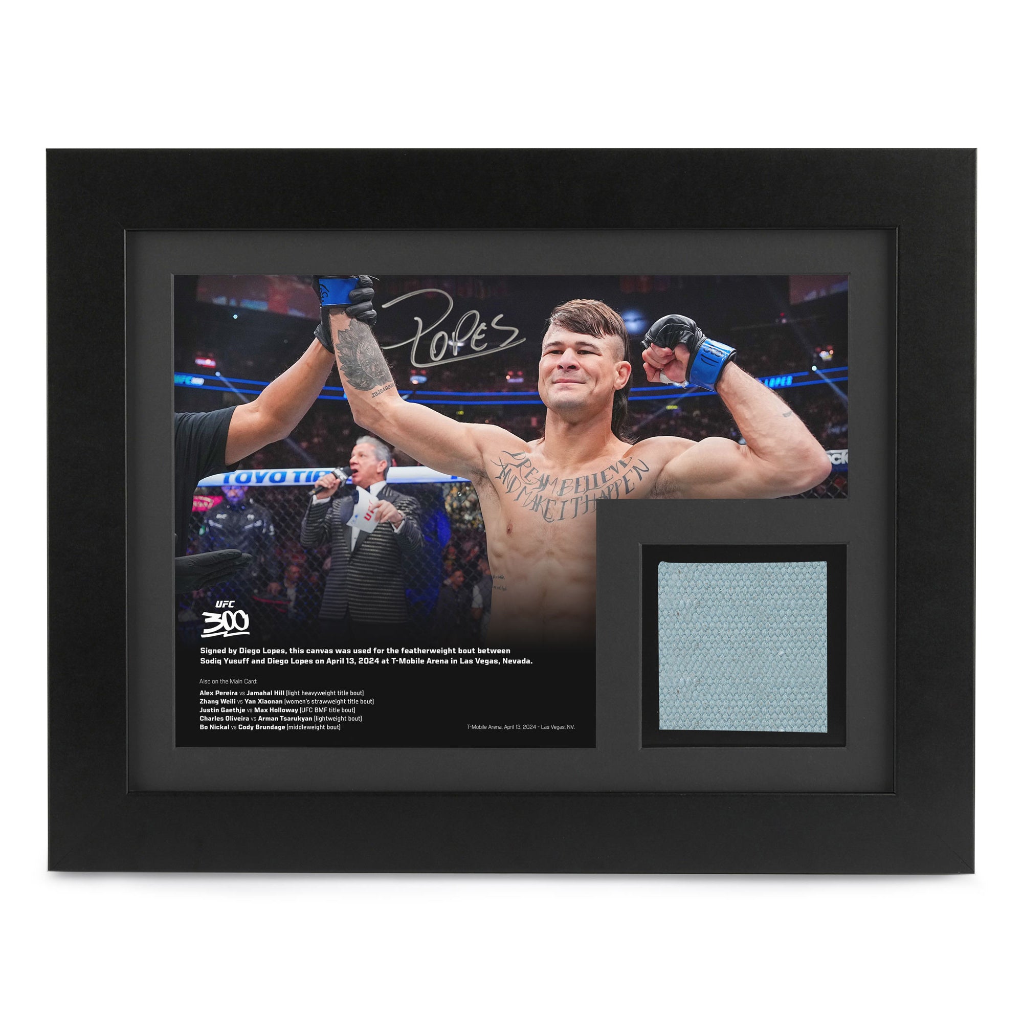 Diego Lopes Canvas & Signed 'Celebrating' Photo UFC 300: Pereira vs Hill