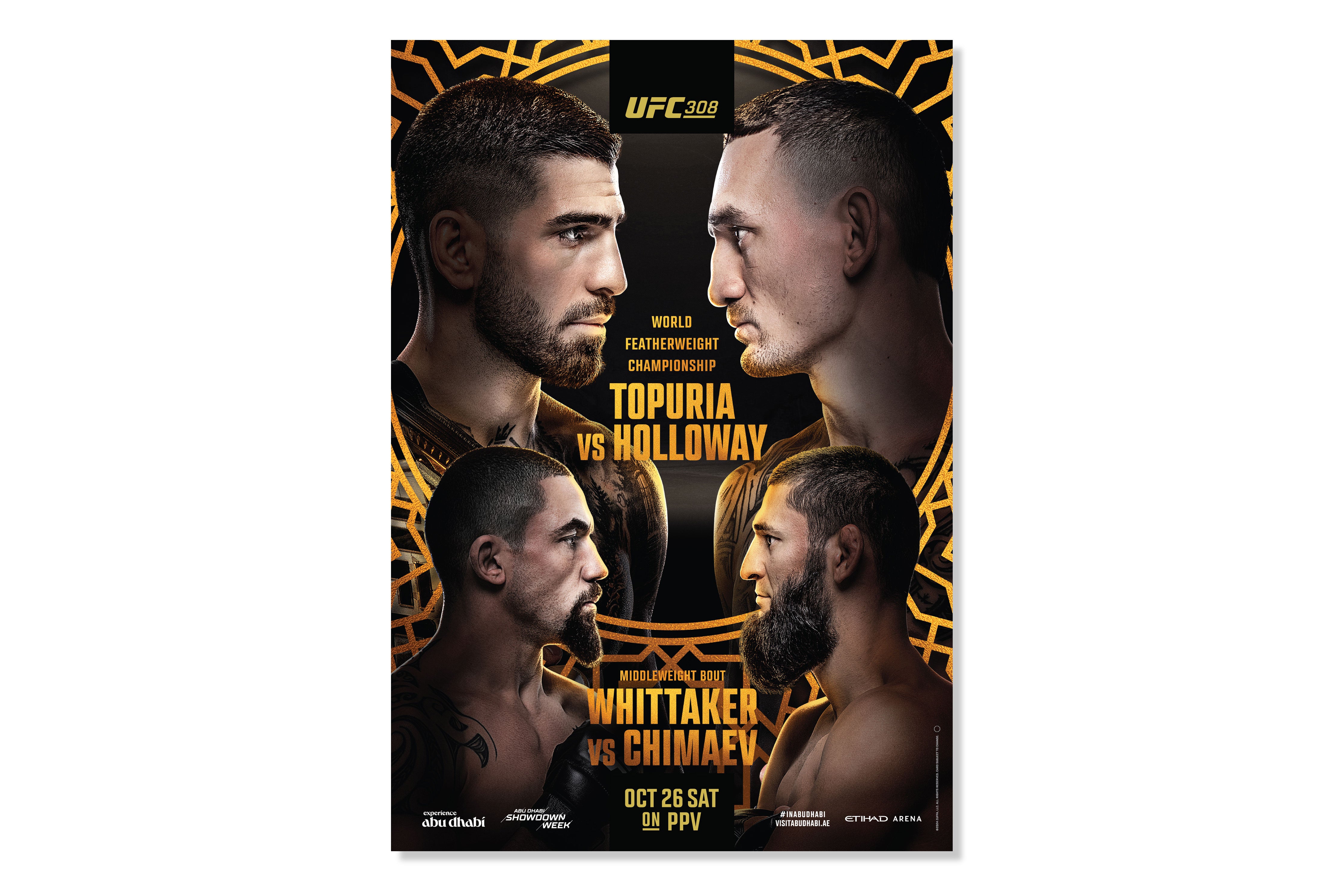 UFC 308: Topuria vs Holloway Autographed Event Poster - First Edition