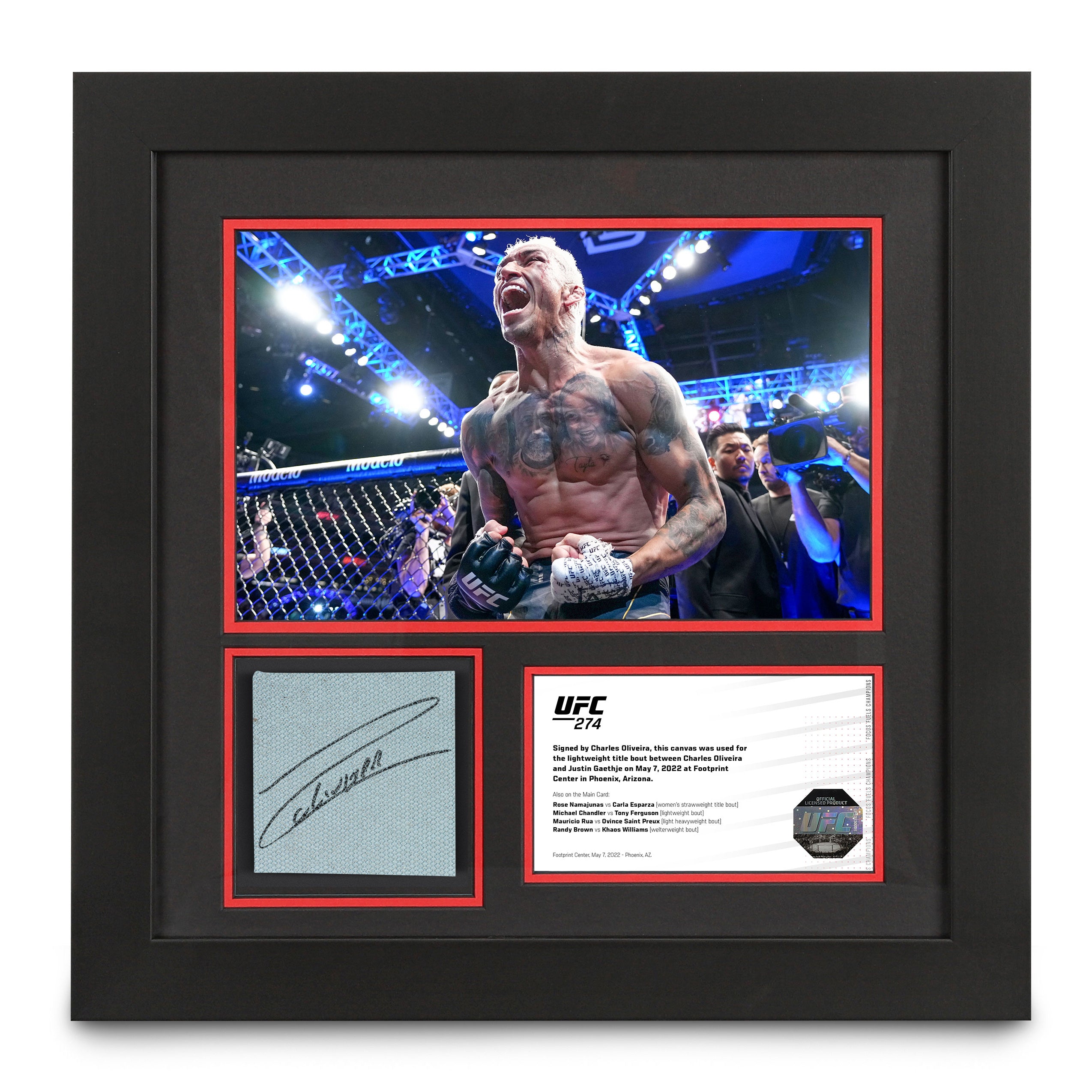 Charles Oliveira signed canvas and photo UFC 274