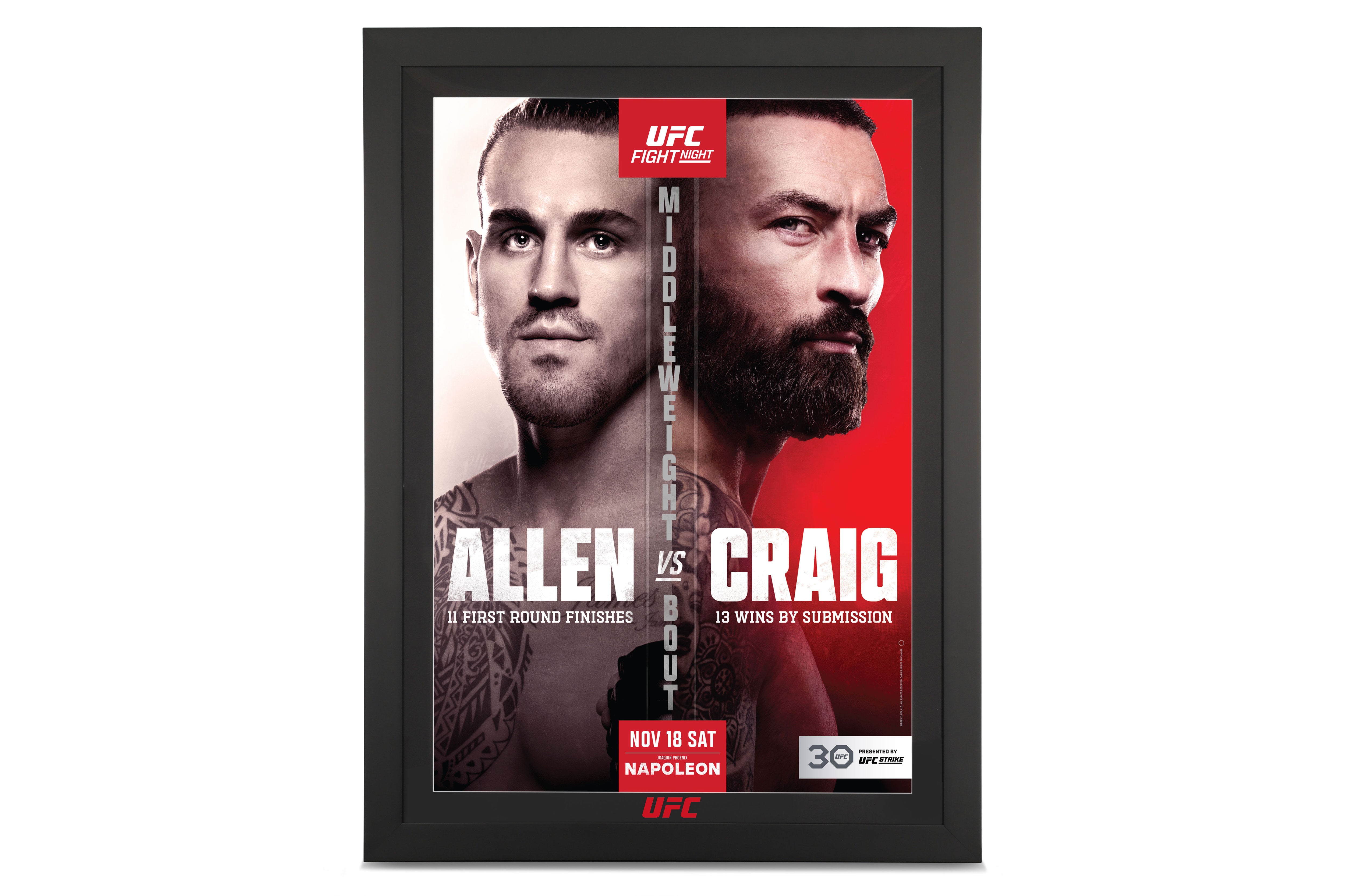UFC Fight Night: Allen vs Craig Autographed Poster
