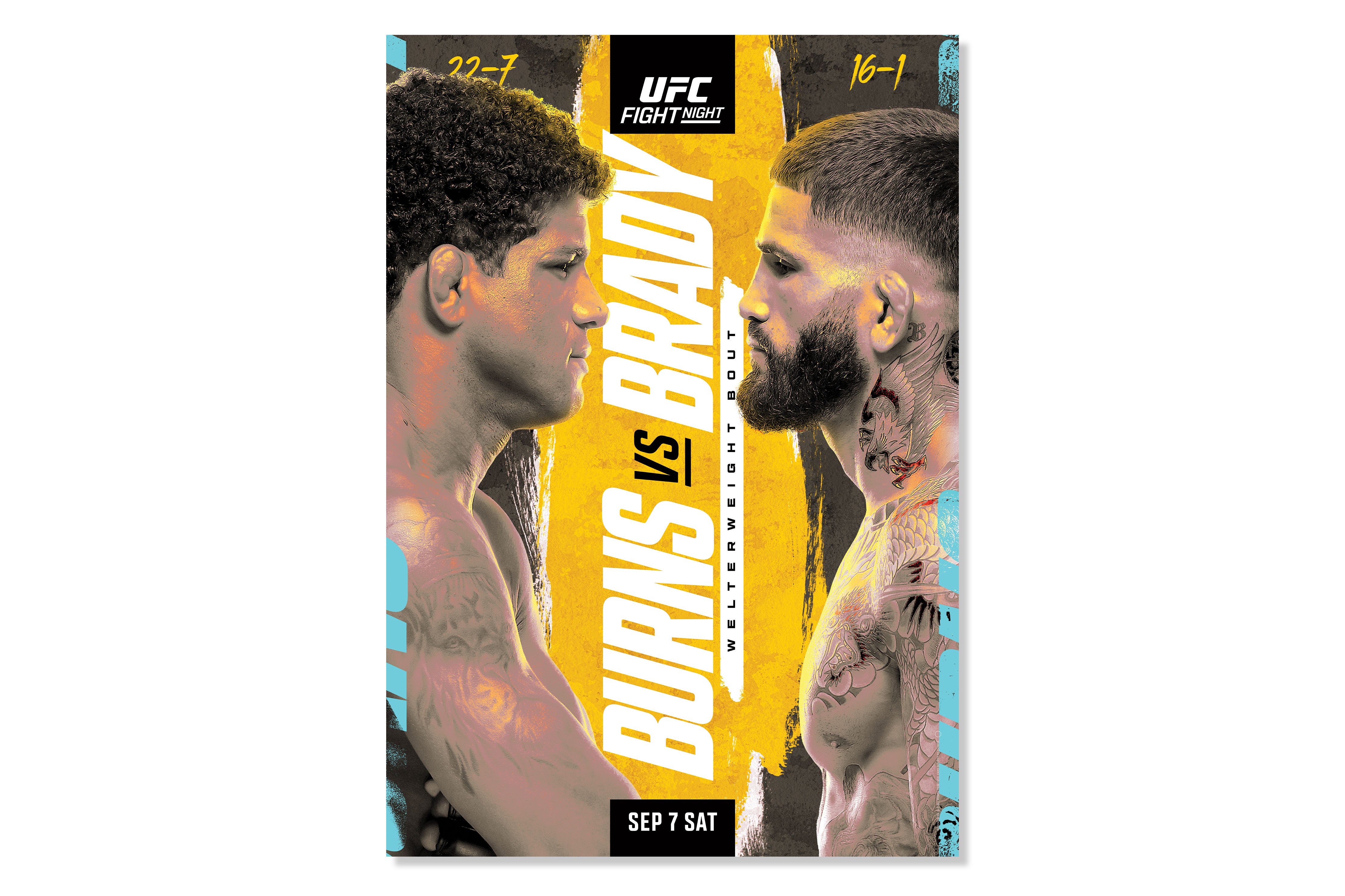 UFC Fight Night Burns vs Brady Autographed Event Poster