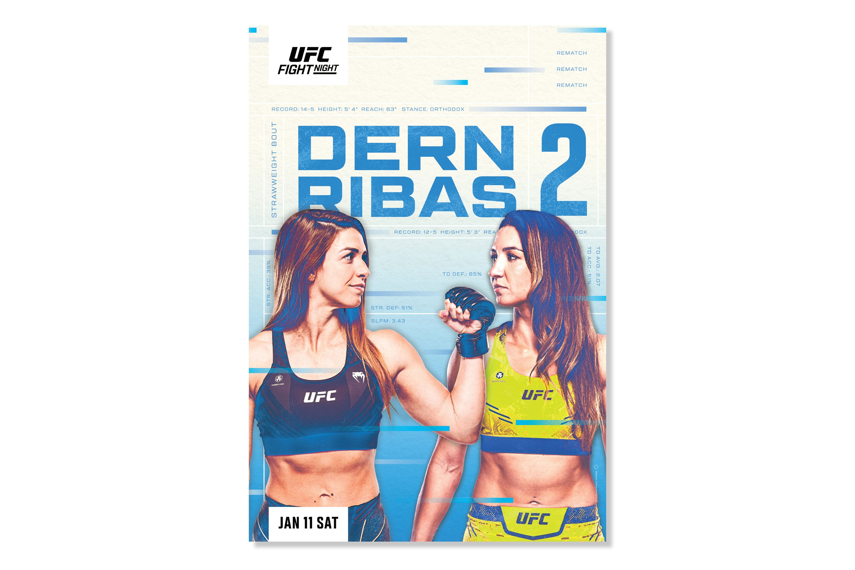 UFC Fight Night: Dern vs Ribas 2 Autographed Event Poster