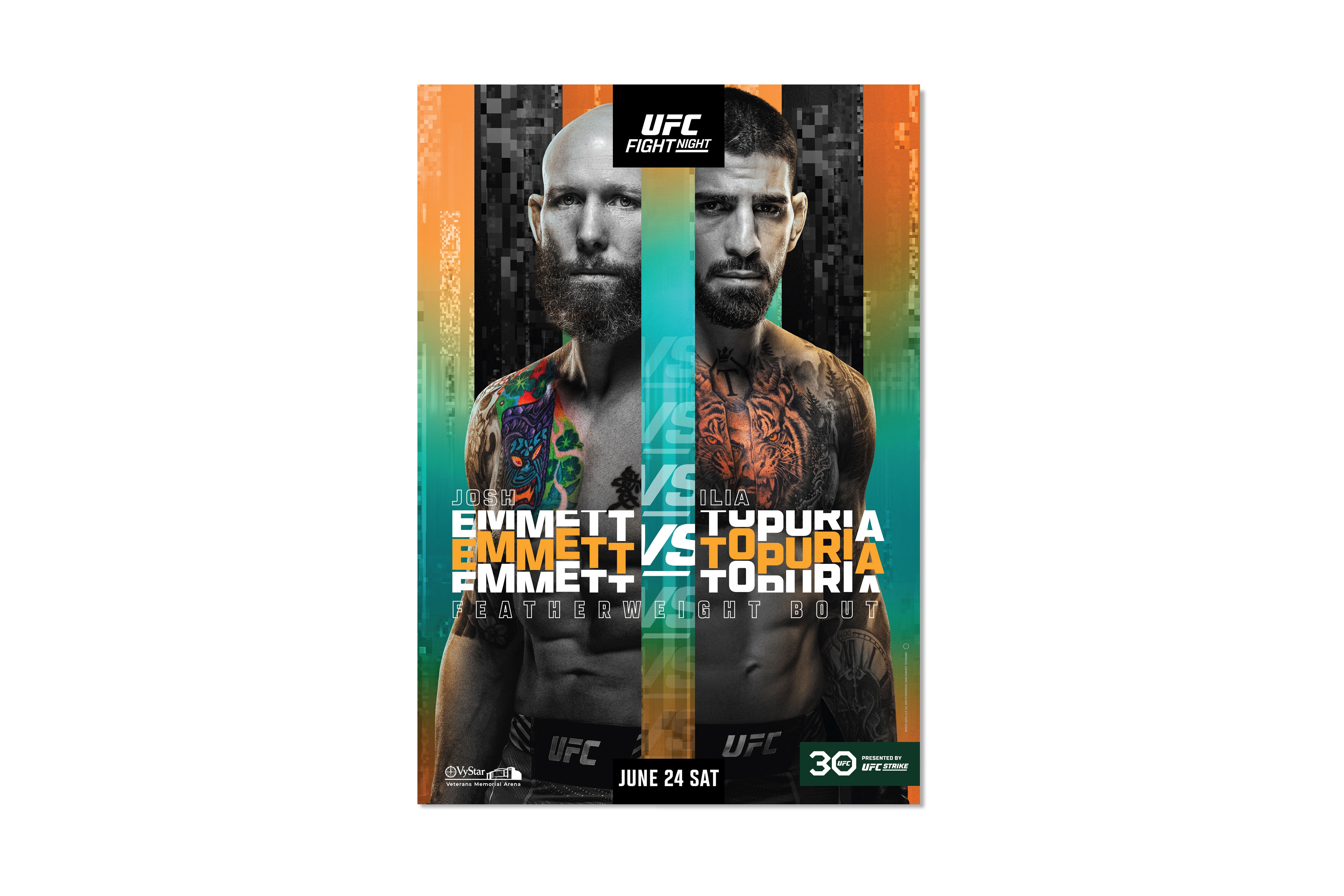 UFC Fight Night: Emmett vs Topuria Autographed Event Poster