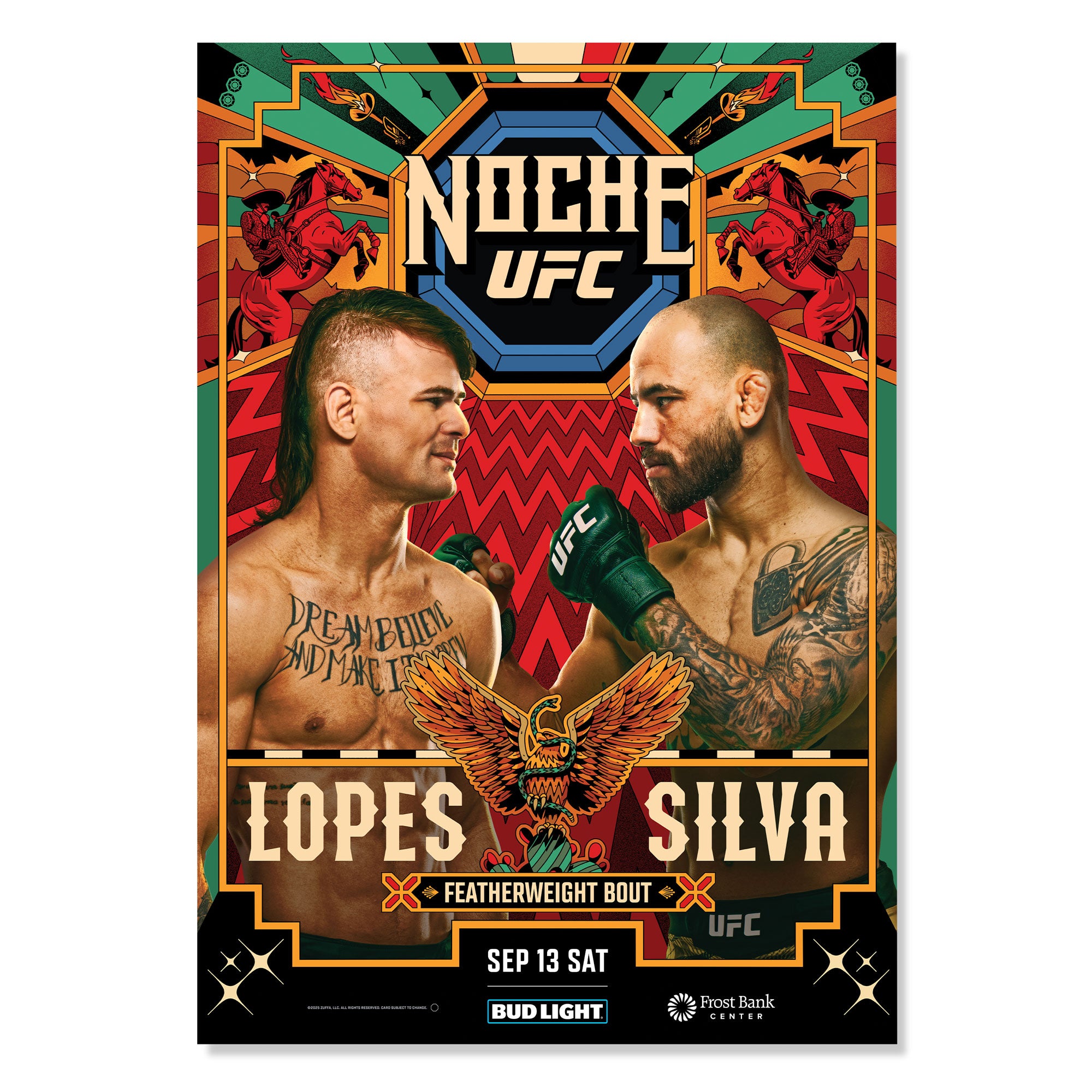 UFC Fight Night: Lopes vs Silva Autographed Event Poster