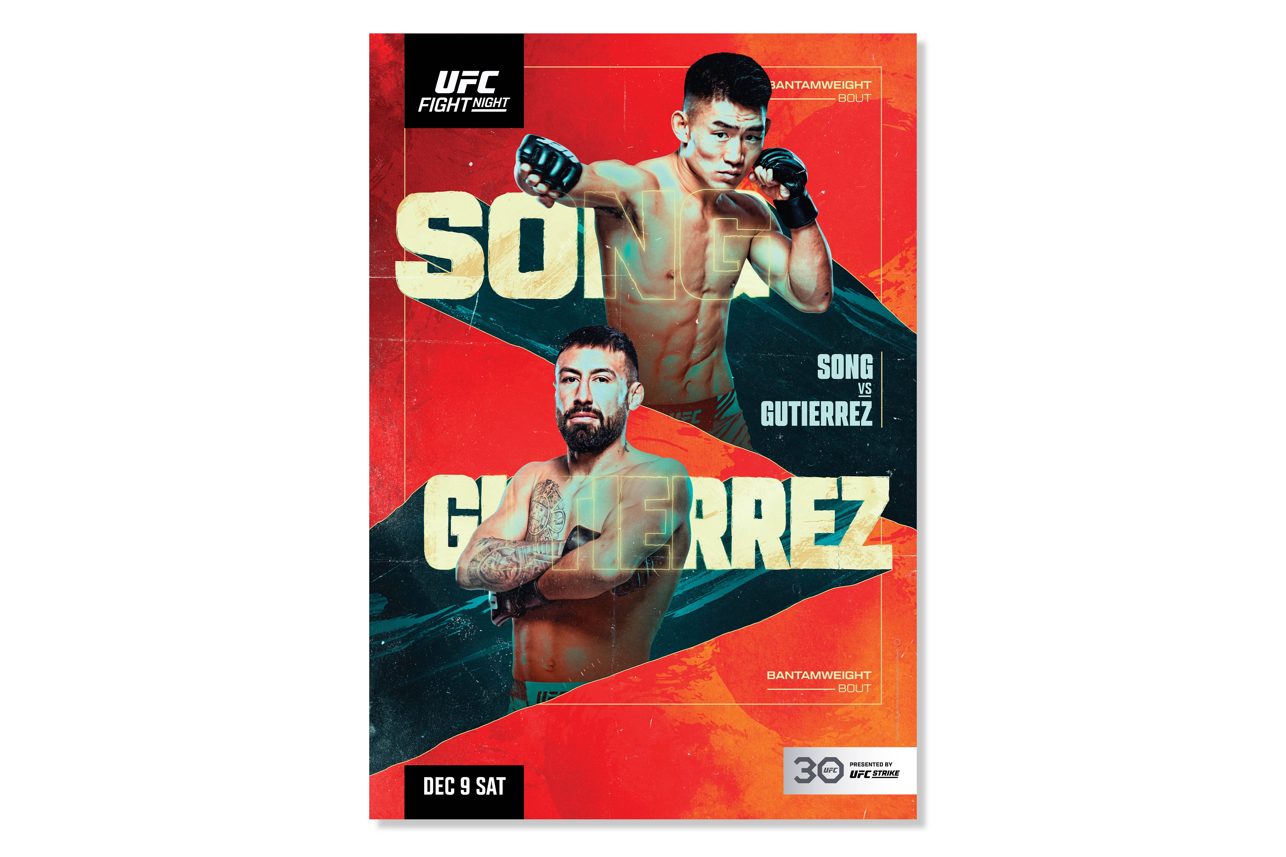 UFC Fight Night: Song vs Gutiérrez Autographed Poster