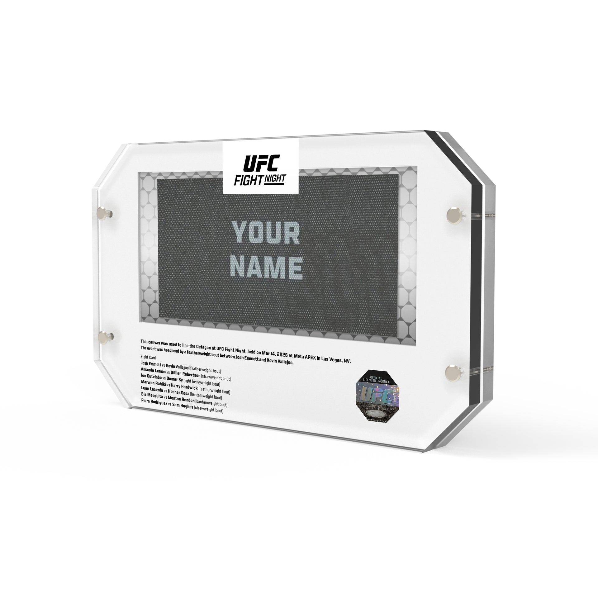 UFC Fight Night: Emmett vs Vallejos Name on Canvas