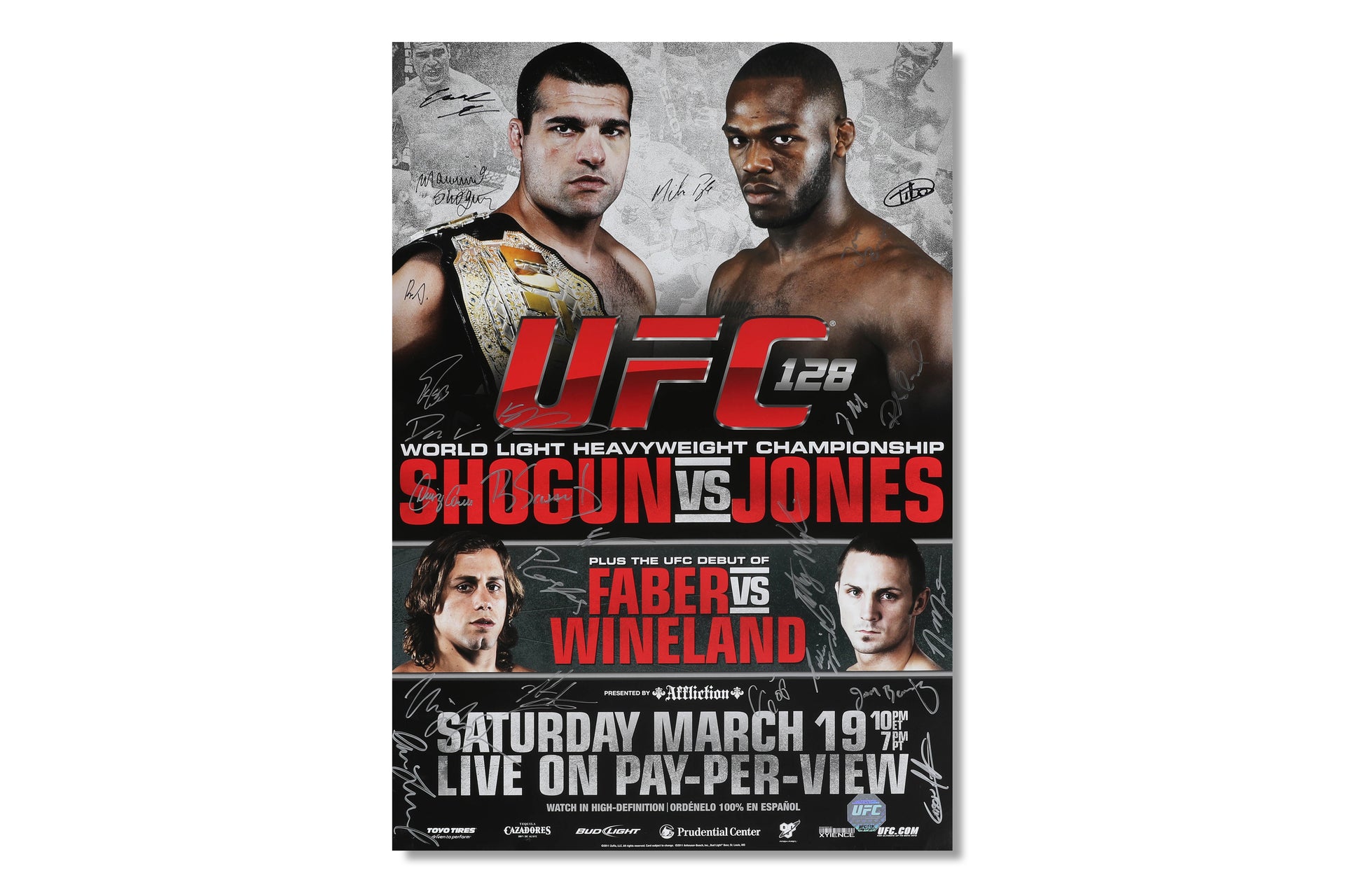 UFC 128: Shogun Vs Jones Autographed Event Poster