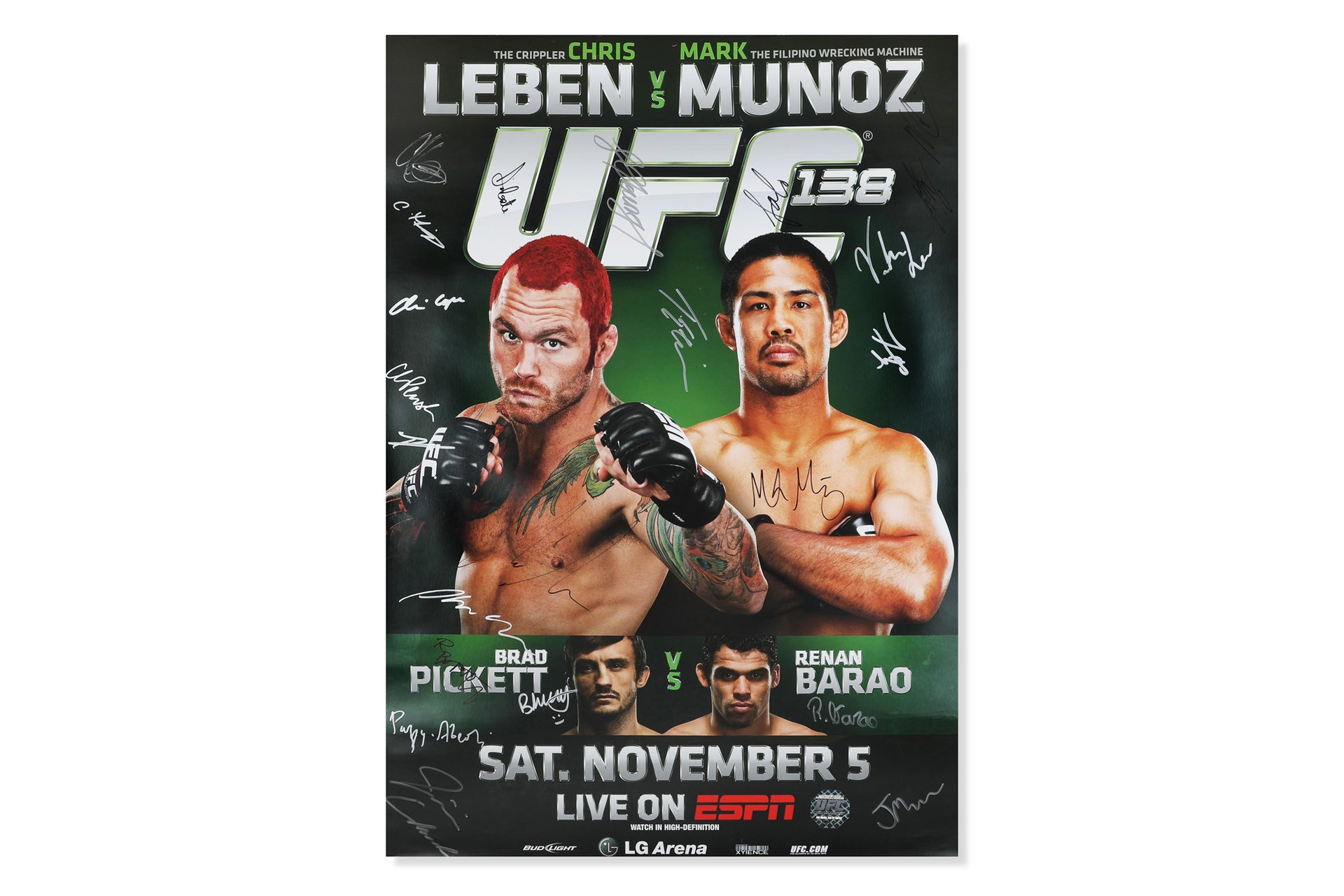 UFC 138: Leben vs Munoz Autographed Event Poster