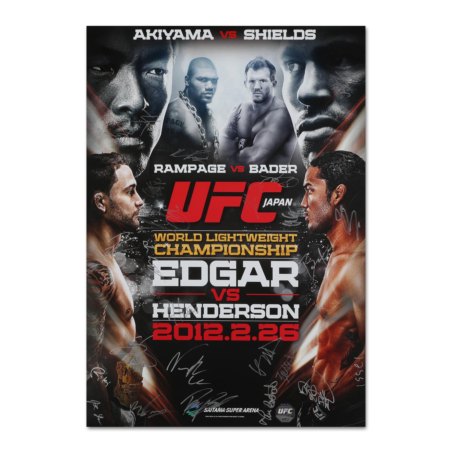 UFC 144: Edgar vs Henderson Autographed Event Poster