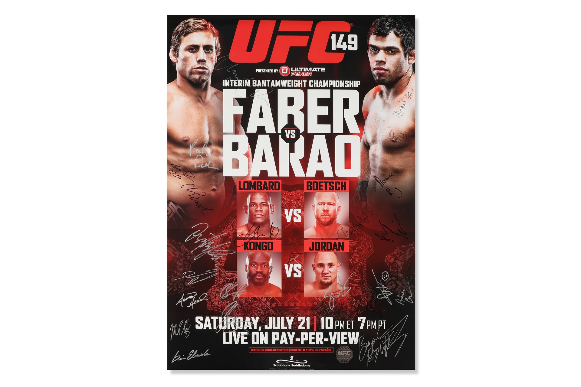 UFC 149: Faber vs Barao Autographed Event Poster