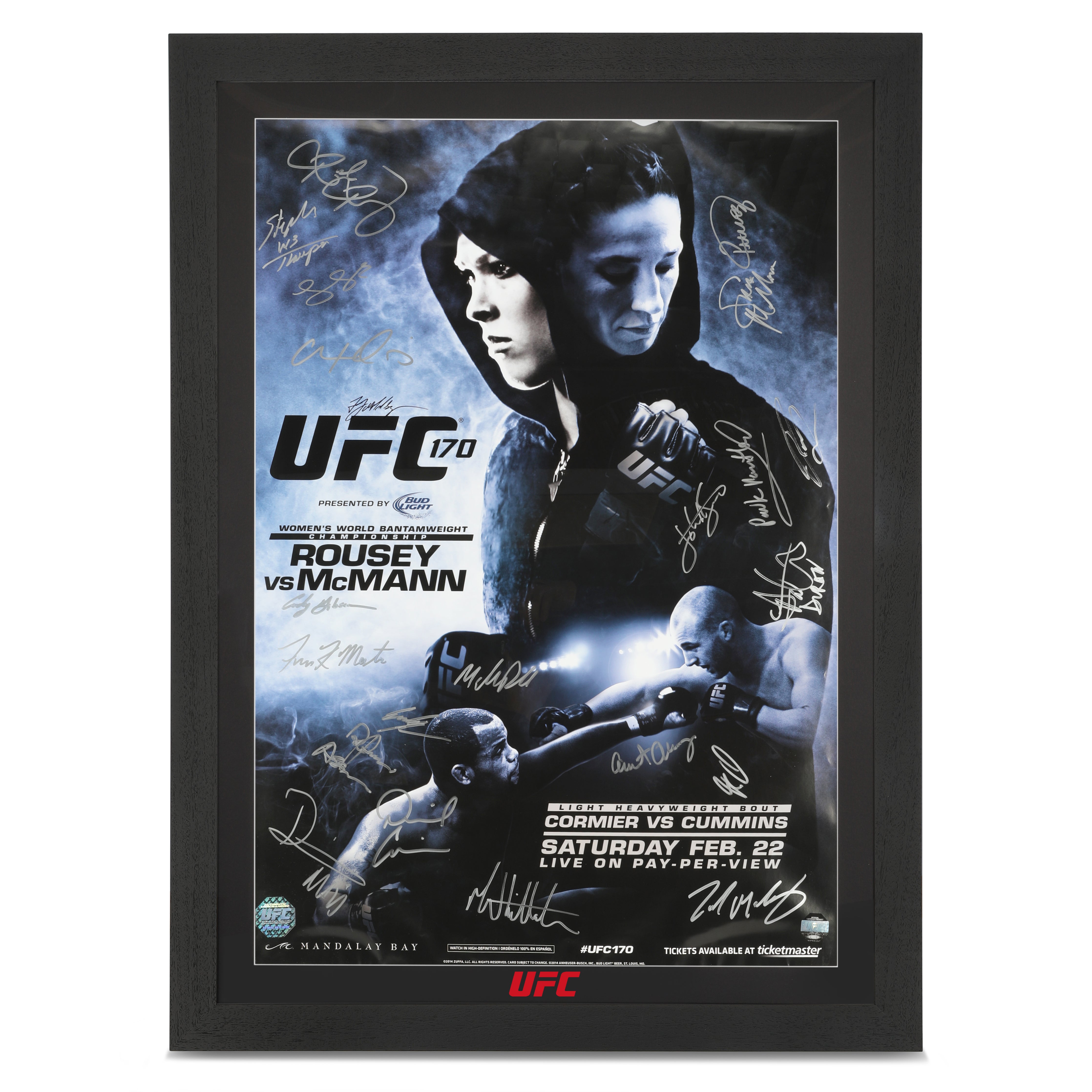 UFC 170: Rousey vs McMann Framed Autographed Event Poster