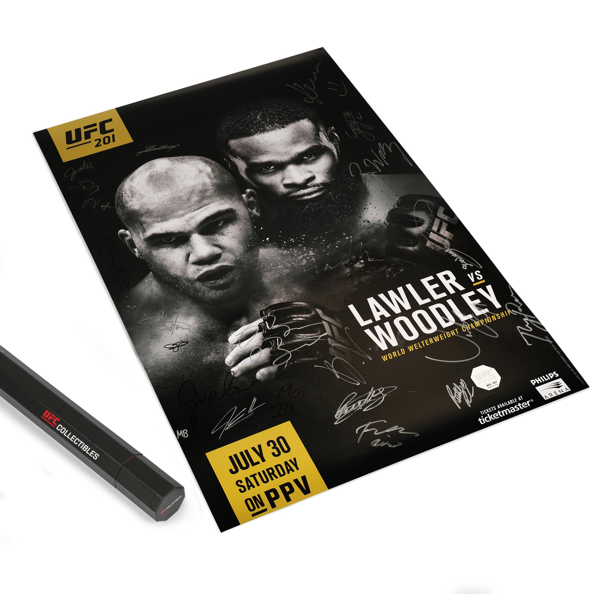 UFC 201: Lawler vs Woodley Autographed Event Poster