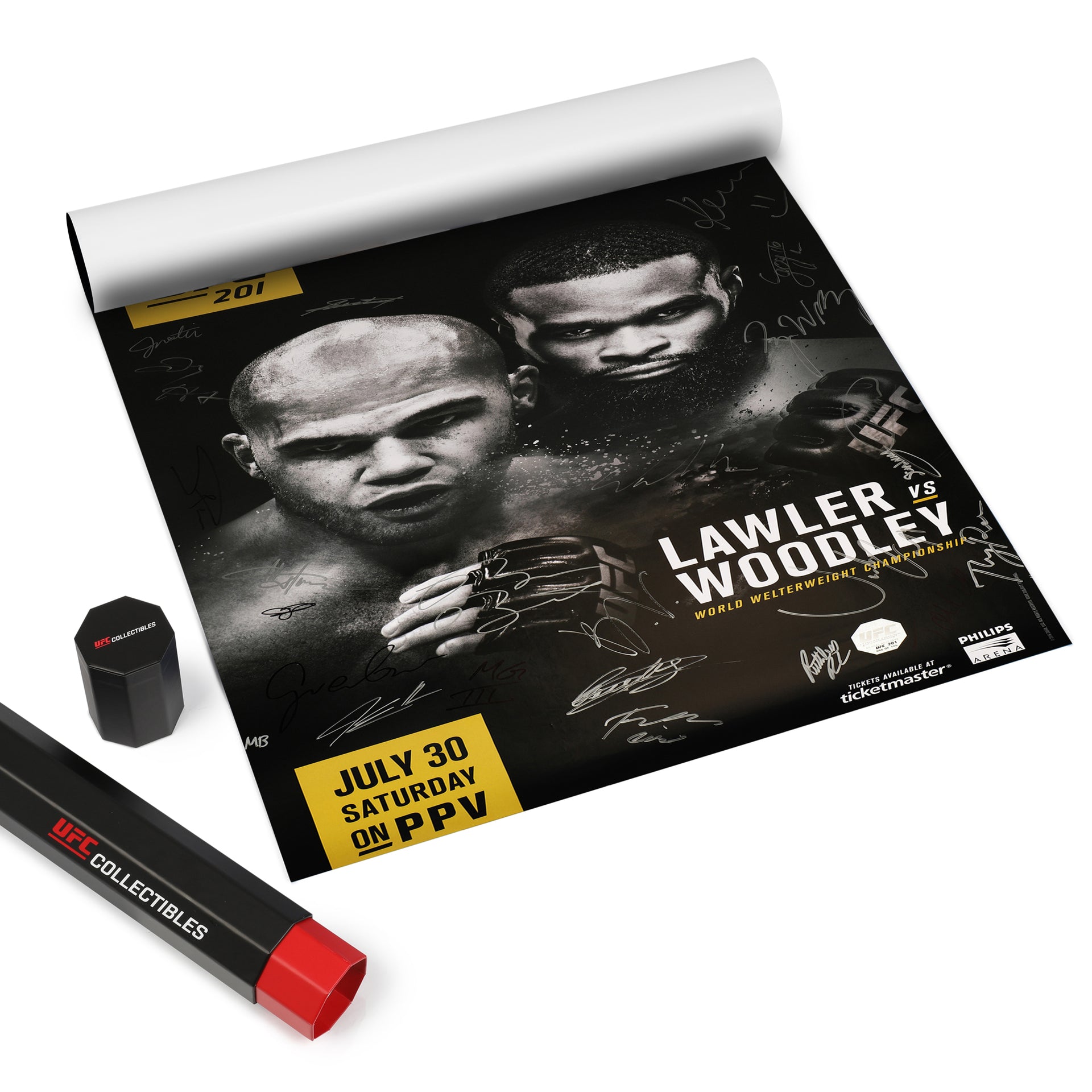 UFC 201: Lawler vs Woodley Autographed Event Poster
