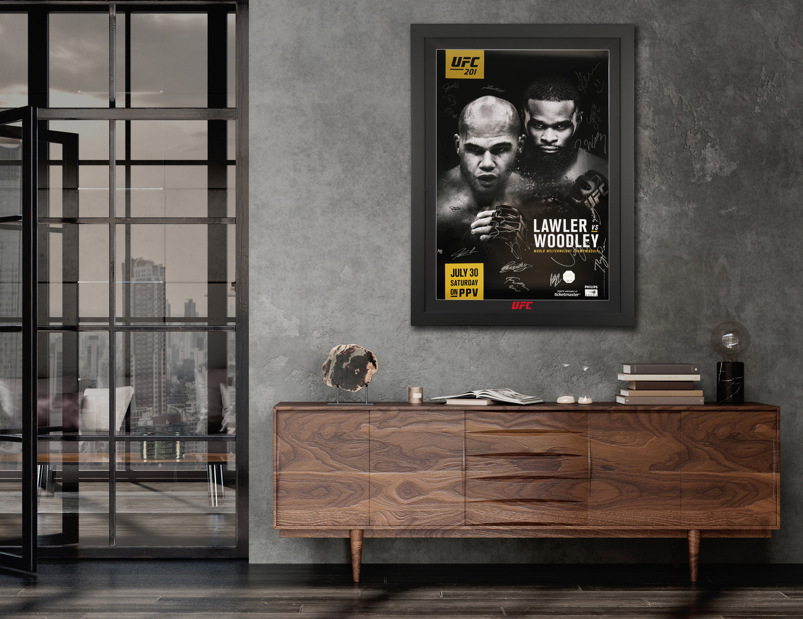 UFC 201: Lawler vs Woodley Autographed Event Poster