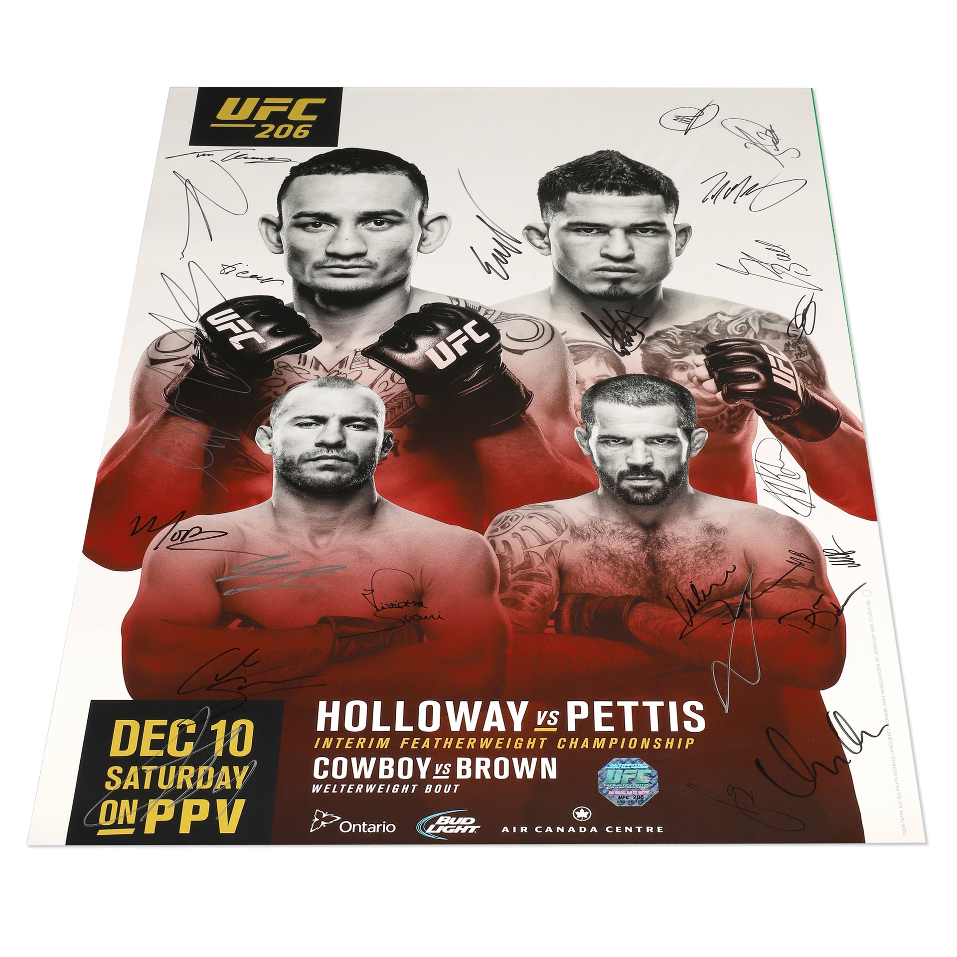 UFC 206: Holloway vs Pettis Autographed Event Poster